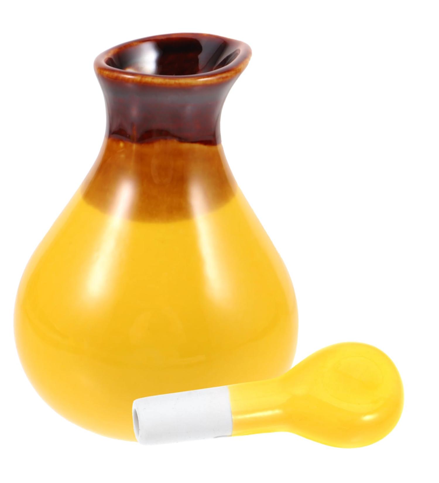 Garvalon Ceramic Pot Container for Essential Oils - Yellow 5.5x7.5cm | Perfect for Beauty Salons and Spa Needs - Buy Online on GoSupps.com