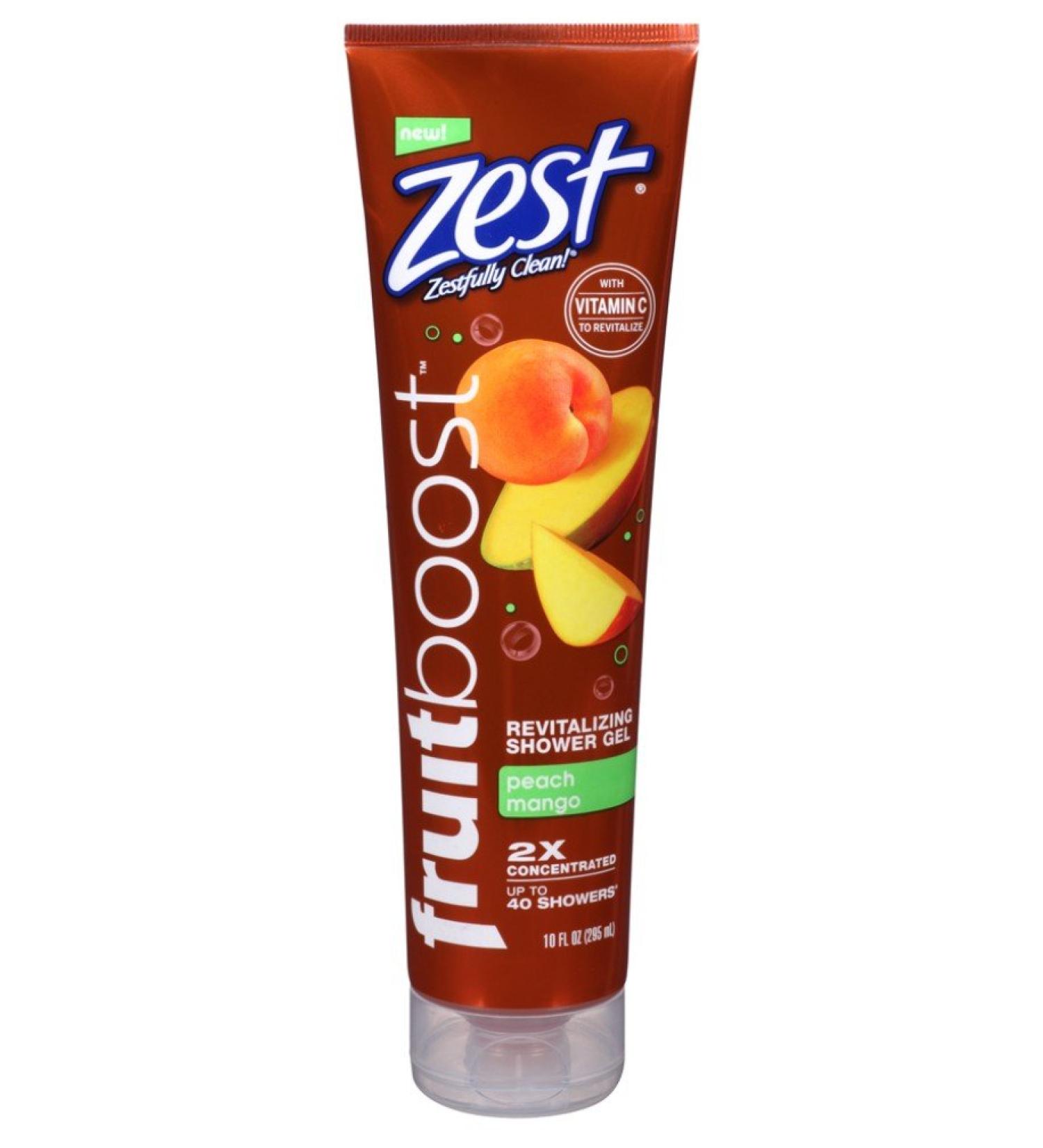 Zest Fruit Boost Shower Gel Peach Mango 10 Ounce Tube (295ml)