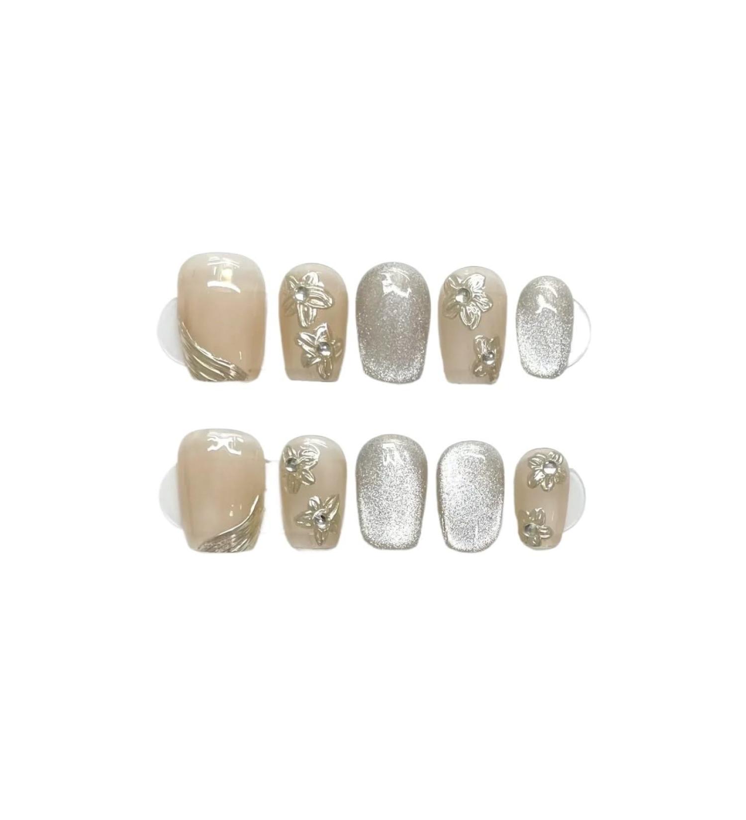 10Pcs Cat Eye Handmade Press On Nails with Gradient Design False Nails Full Cover Ballerina Wearable Artificial Nail Tips (Color : 14 Size : L)