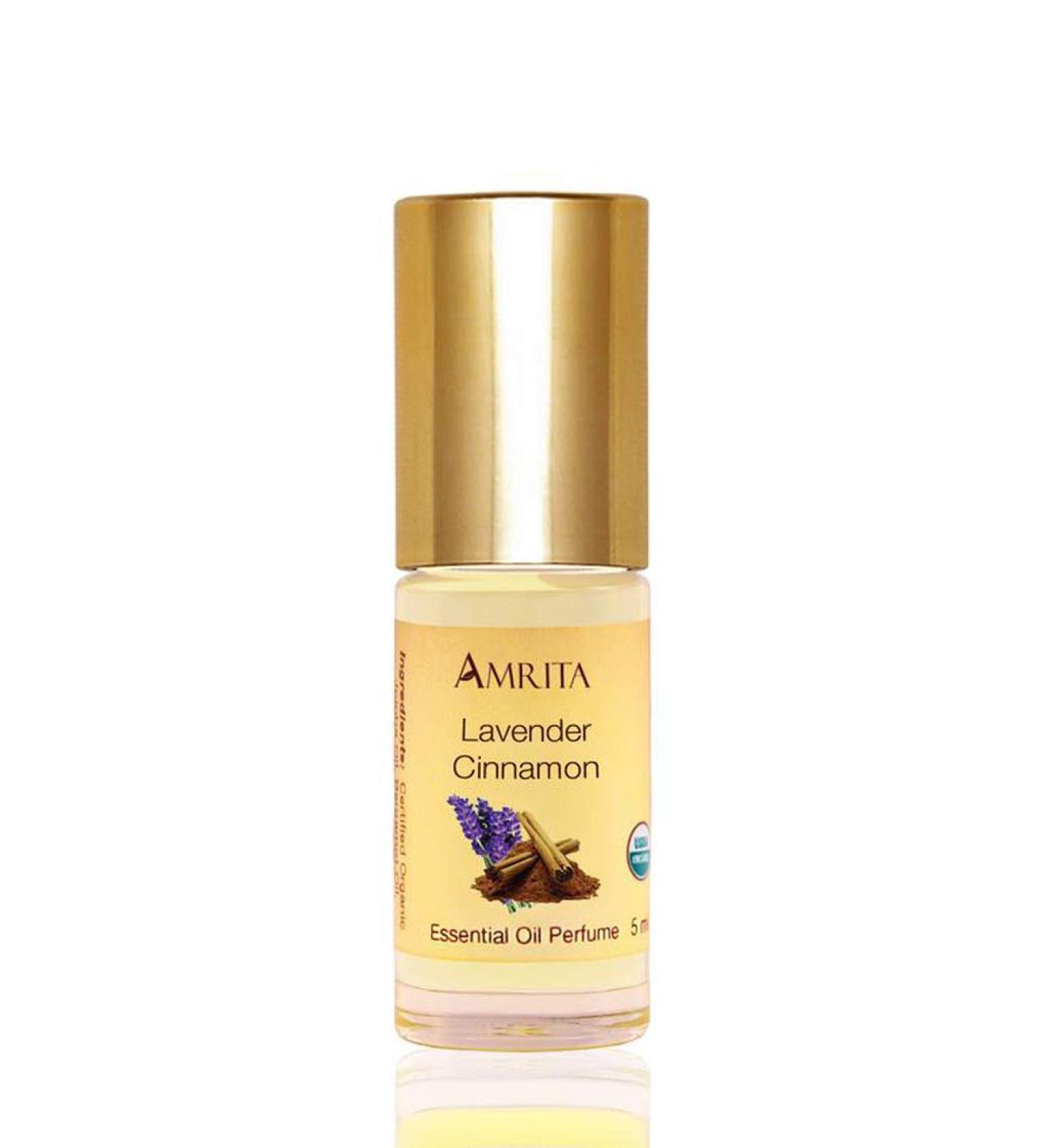 Lavender - Cinnamon Essential Oil Perfume - USDA Certified Organic & Alcohol-Free - Blended with Premium Therapeutic Quality Essential Oils - Size: 5ML
