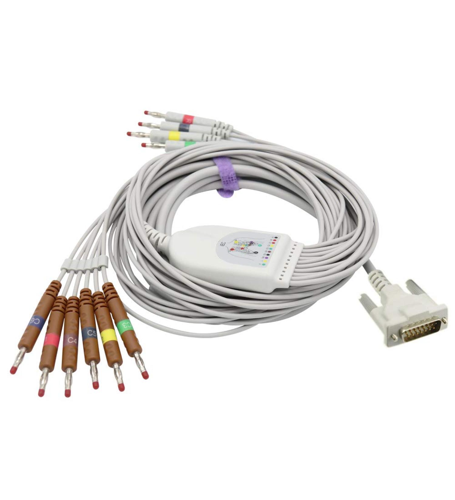 Compatible ECG/EKG cable for Schiller AT1 AT2 AT2 Licht AT2 Plus AT4 10 lines 9.8 FT IEC Banana 4.0mm FDA/CE approved SK1222B