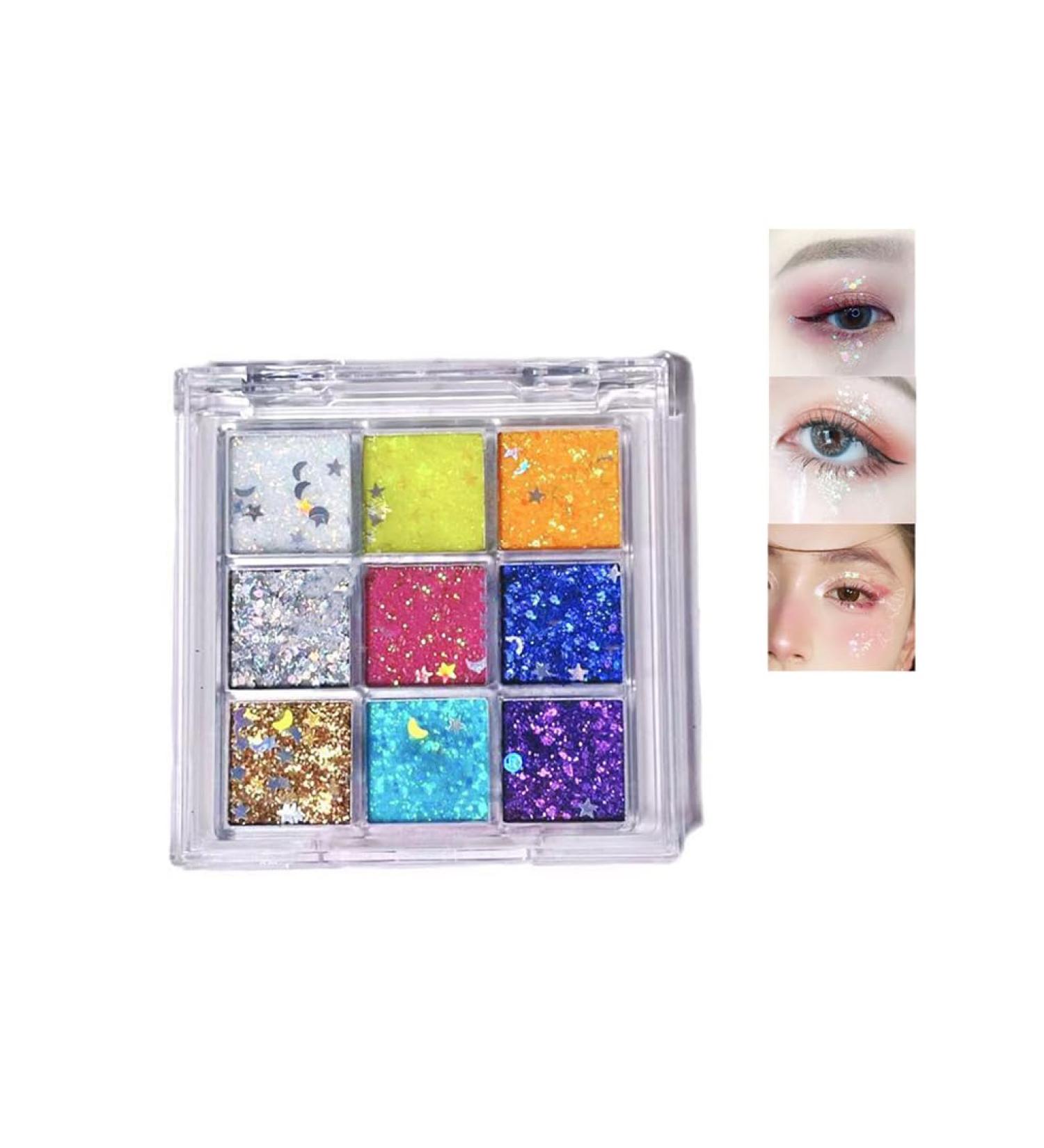 HADAVAKA Glitter Eyeshadow Palette Neon Eye Shadow Makeup 9 Color Eye Shadow Palettes For Stunning Palette Eye Glitter Makeup Glitter Shimmer Eye Make-up for Eyes Face Lips Body (03#) - Buy Online on GoSupps.com