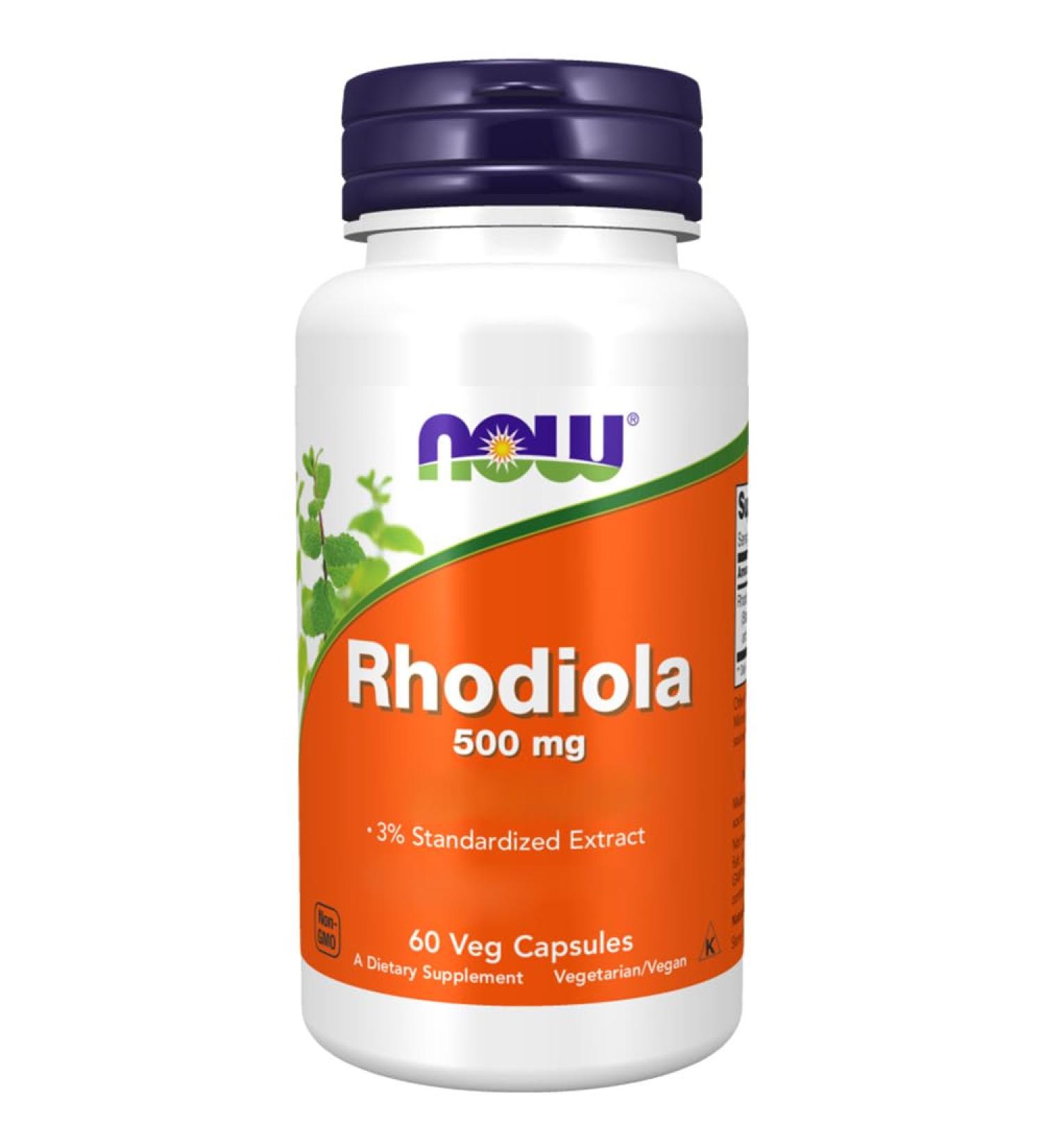 Now Foods Rhodiola 500mg 60 Vegan Capsules Lab Tested Vegan Gluten Free Soy Free Vegetarian - Buy Online on GoSupps.com