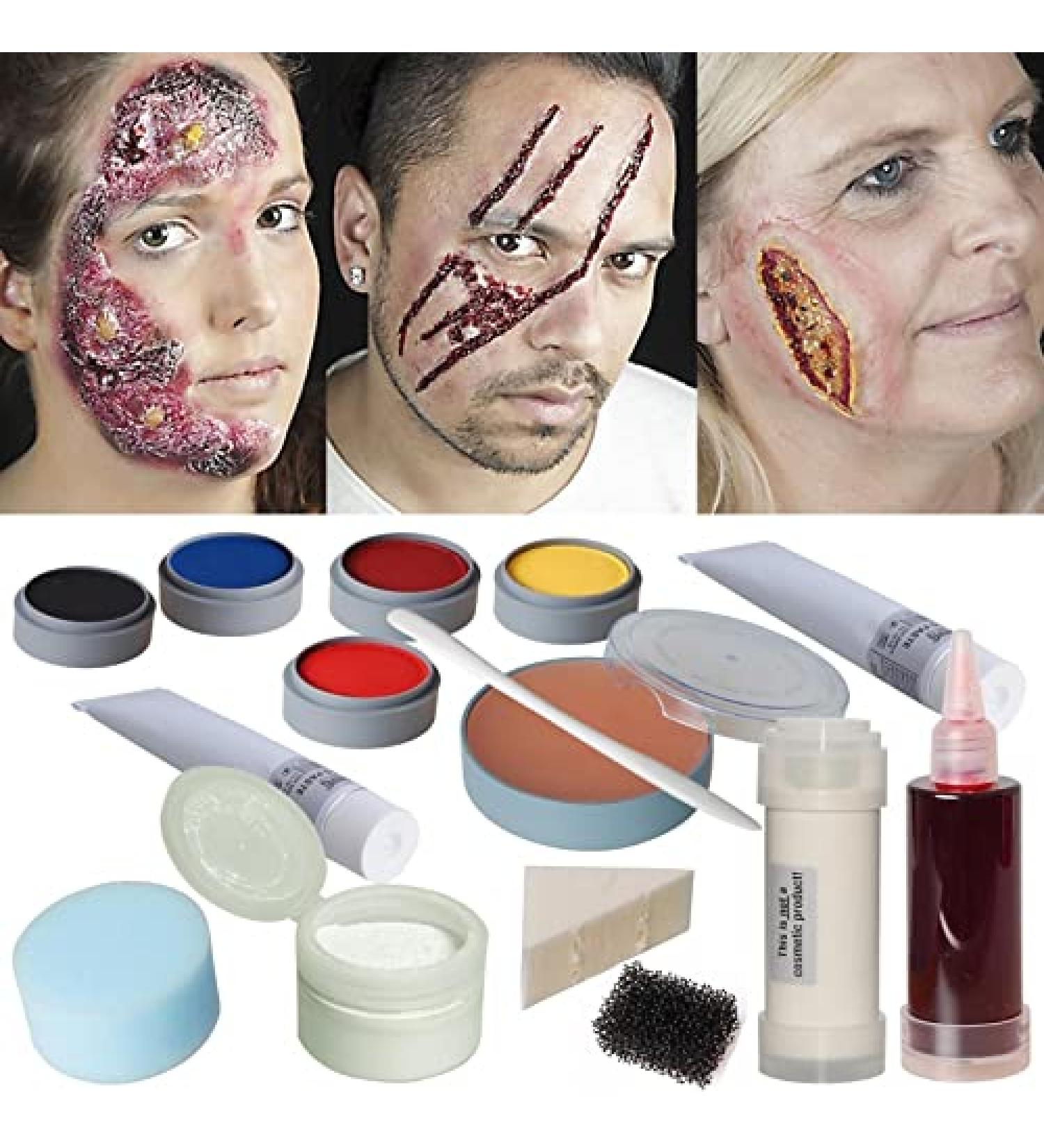 Halloween make-up professional set to make up opened torn gaping wounds and burns