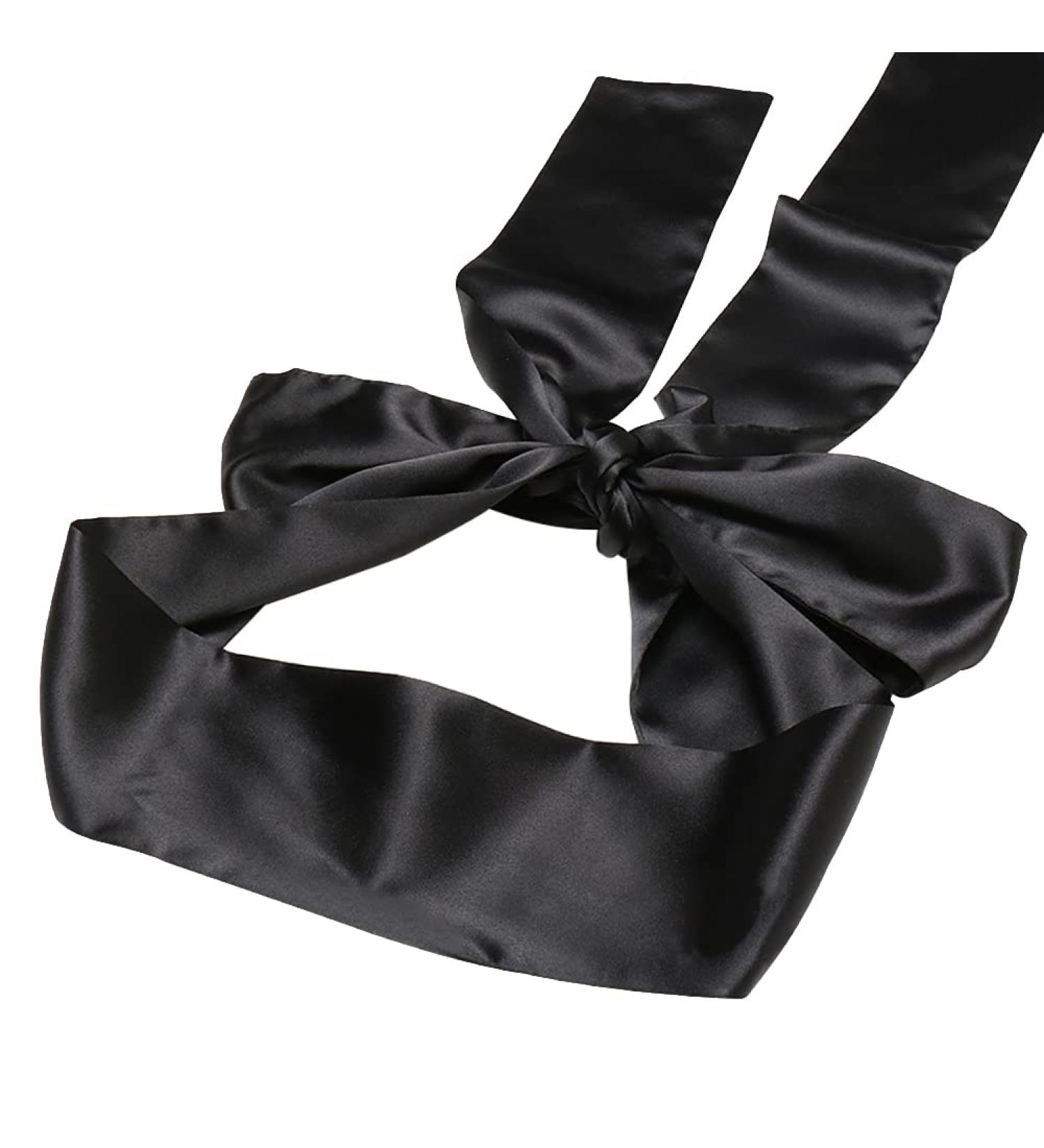 Black Satin Blindfold Eye Mask - Soft Adjustable Sleeping Mask for Home & Travel | Eye Covers & Eyeshade - Buy Online on GoSupps.com