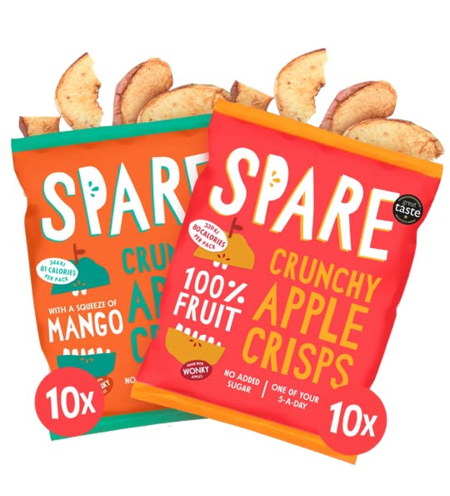 Spare Snacks Assorted Crunchy Apple Crisps (20 x22g Value Pack) 100% Whole Fruit. Healthy Low Calorie Fat Free Snacks. (Variety Box) - Buy Online on GoSupps.com