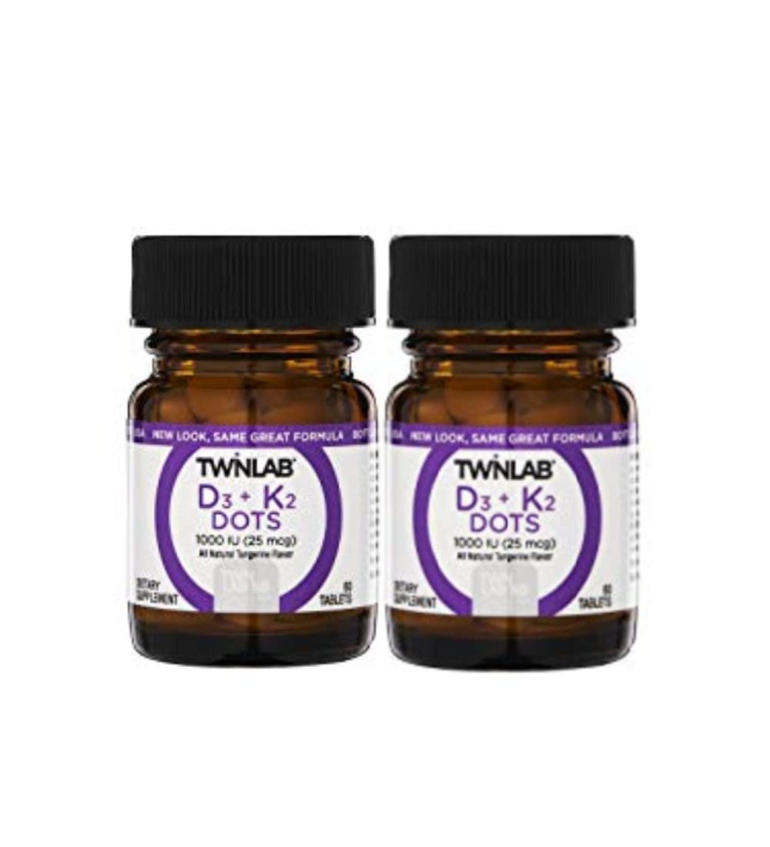 Twinlab Vitamin D3 + K2 Dots 1000IU (25mcg) - Immune Support - 120 Tablets (2 Pack) - Buy Online on GoSupps.com