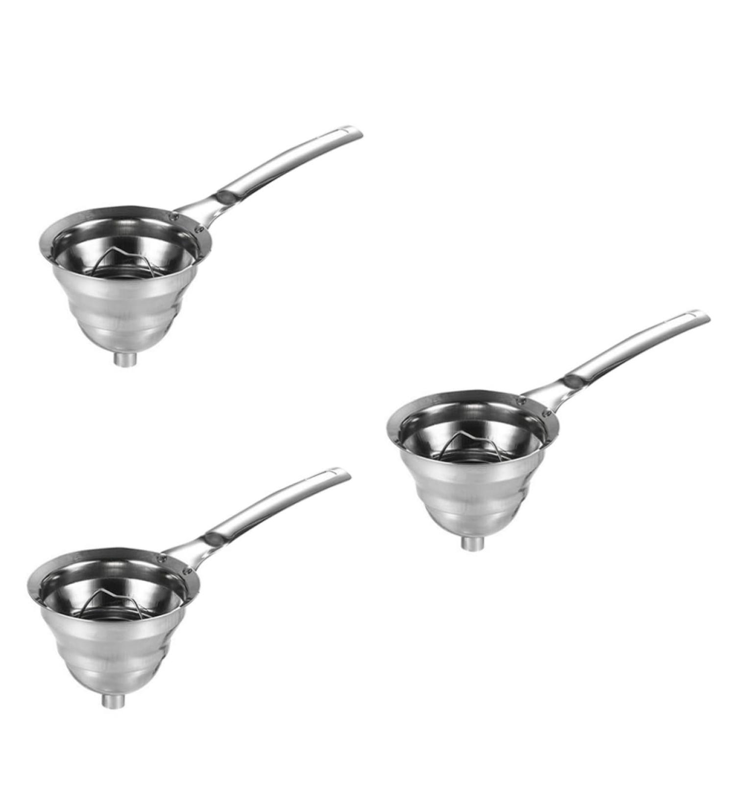 Zerodeko Oil Strainer Funnel Canning Funnel 3 Pcs Oil Spill Soy Sauce Stainless Steel Grease Filter Spoon Stainless Steel Funnel 25X9.1X8CMx3pcs Silverx3pcs - Buy Online on GoSupps.com
