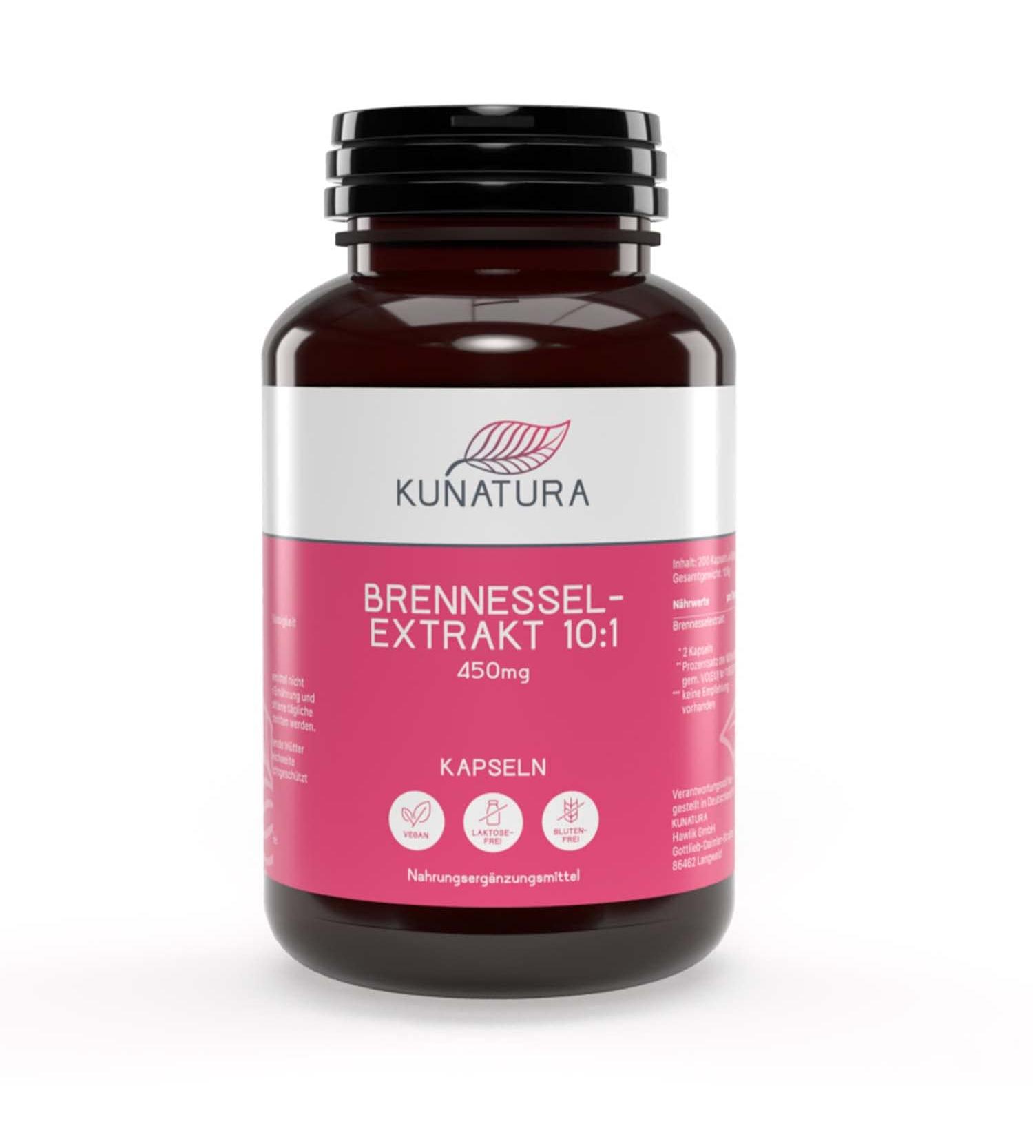 Kunatura Nettle Extract 10:1 - 200 High-Quality Capsules | 900mg Daily Dose No Additives | Effective Herbal Supplement - Buy Online on GoSupps.com