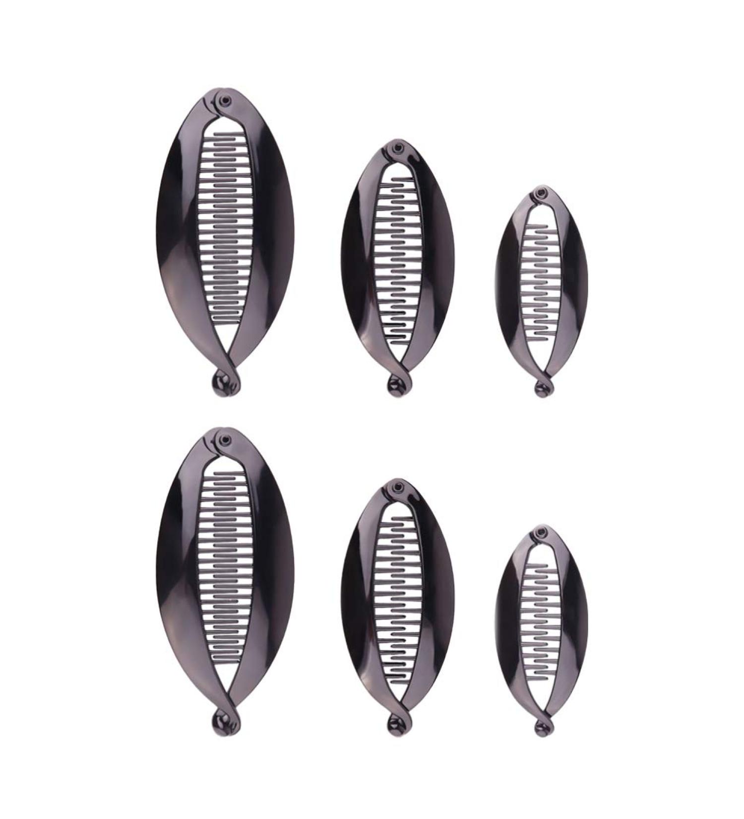 Solustre 6-Piece Banana Hair Cap Clip Set | Slide-Resistant Hair Accessories for Women & Girls - Black - Buy Online on GoSupps.com