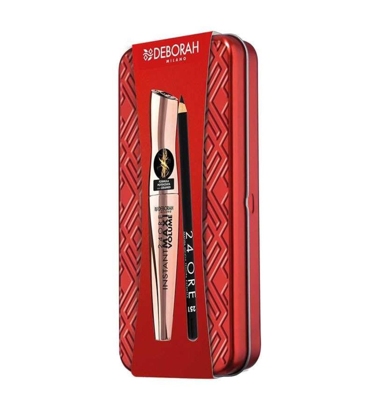  DEBORAH Deborah Milano - Women's Gift Set - Tin Eye Makeup with Maxi Volume Instant Mascara with 24-Hour Ceramic Pencil 251 Black - Buy Online on GoSupps.com