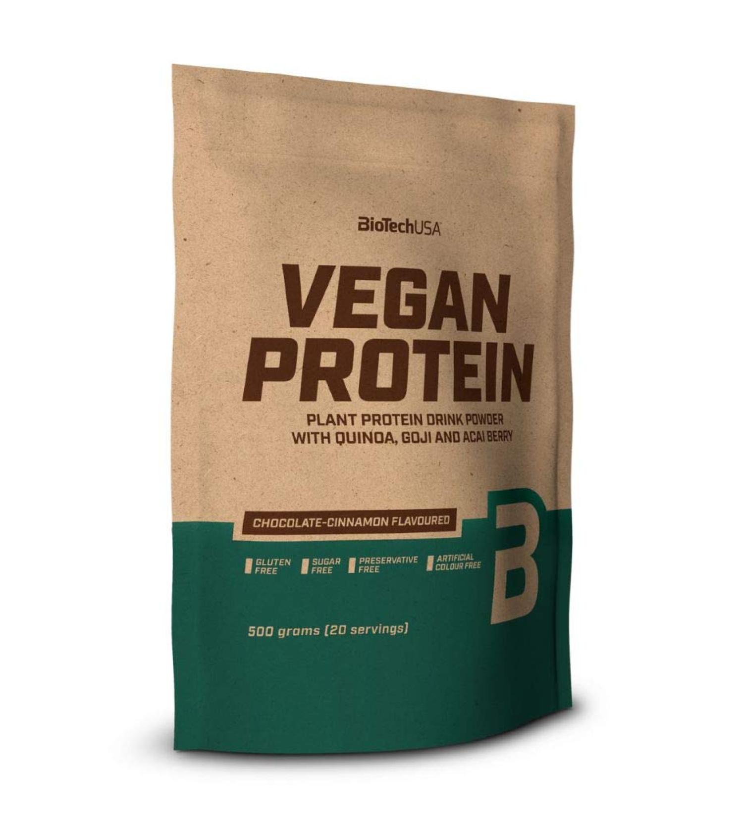 2 x Biotech USA Vegan Protein 500g bag chocolate-cinnamon (pack of 2)