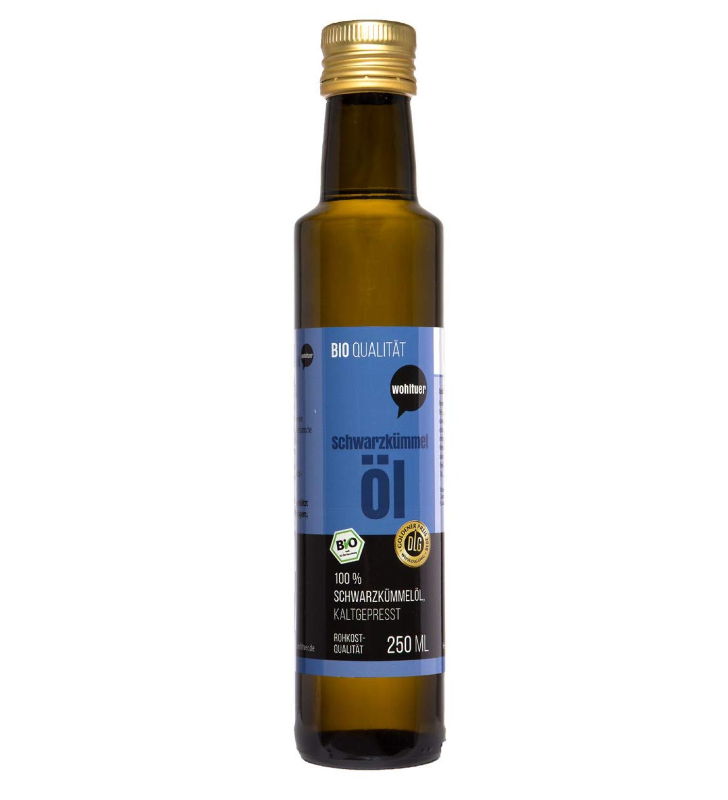 Wohltuer Organic Black Cumin Oil 250 ml - Cold-Pressed Raw Food Quality Organic Egyptian Ingredient - Shop Internationally - Buy Online on GoSupps.com