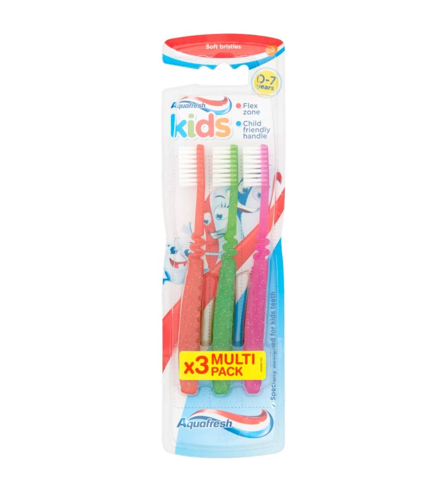 Aquafresh Kids 0-7 Years Soft Bristles Toothbrush Pack of 3