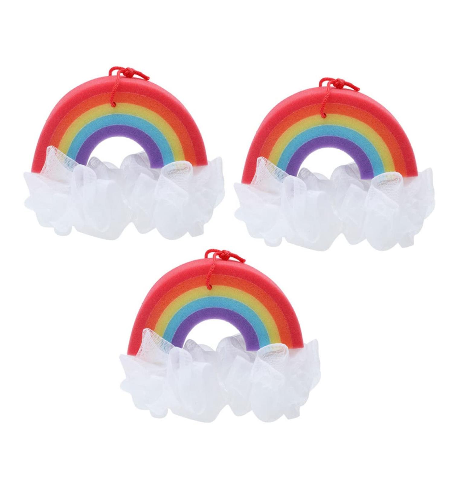 3pcs Rainbow Body Brush Bath Sponges - Foaming Bathing Balls | Novelty Rainbow Bath Accessories for a Luxurious Bath Experience - Buy Online on GoSupps.com