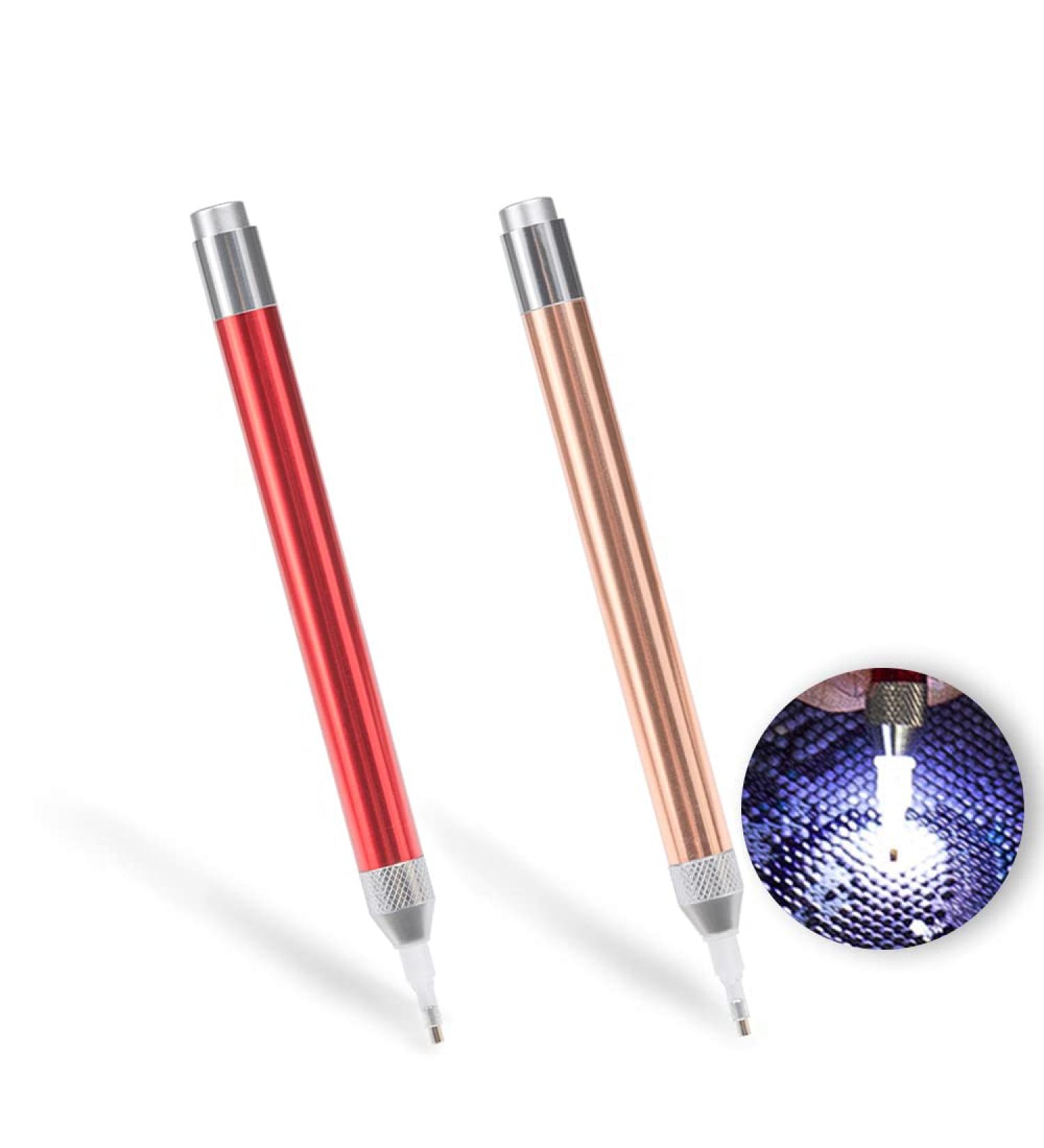 LED Diamond Painting Illumination Pen 2Pack - Art Lighted Pen for 5D Gem Jewel DIY Projects - Embroidery Tool for Adults and Kids - Buy Online on GoSupps.com