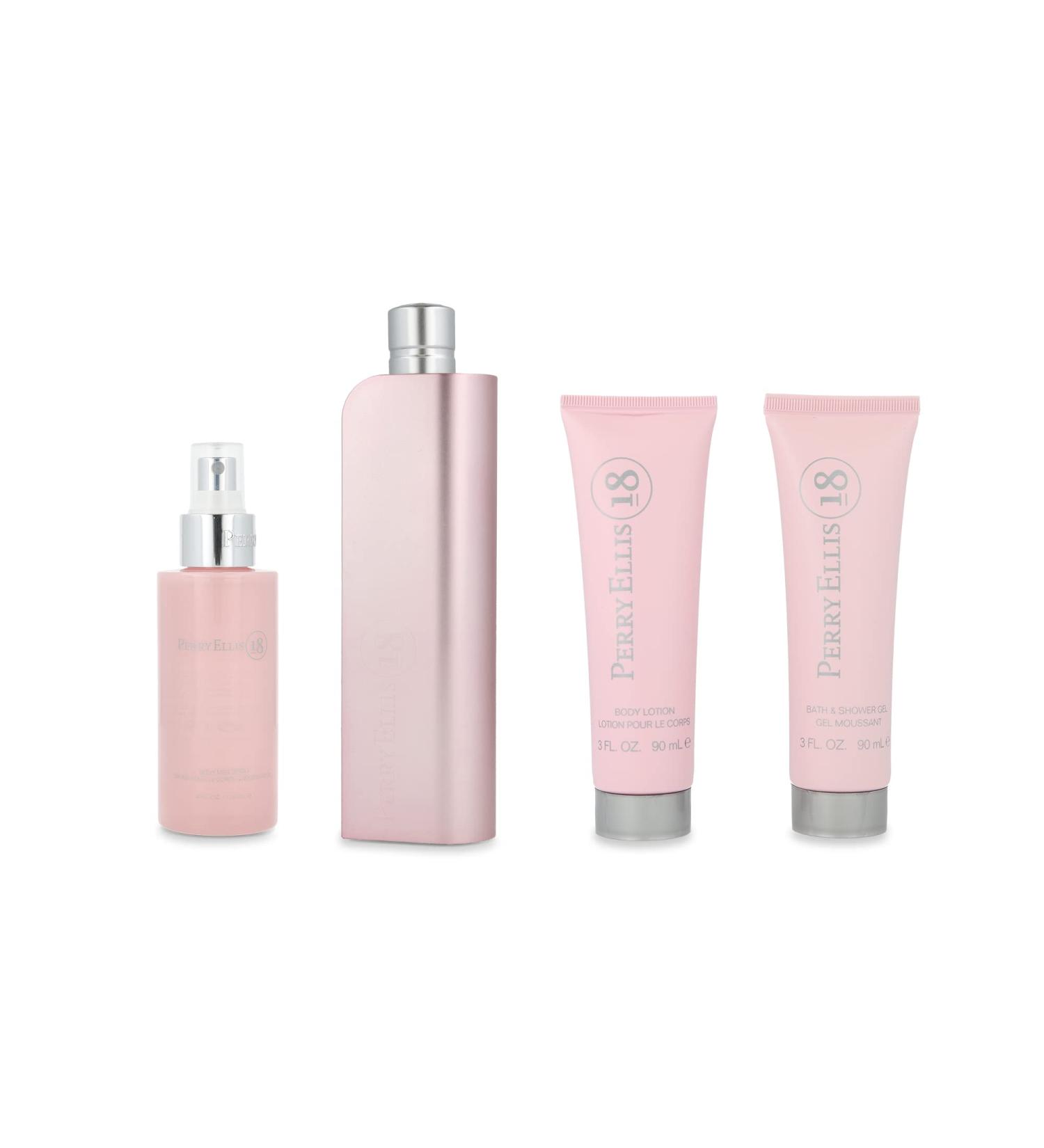 Perry Ellis Perry Ellis 18 Women 3.4oz EDP Spray 3oz Body Lotion 4oz Body Mist 3oz Bath and Shower Gel 4 Pc Gift Set