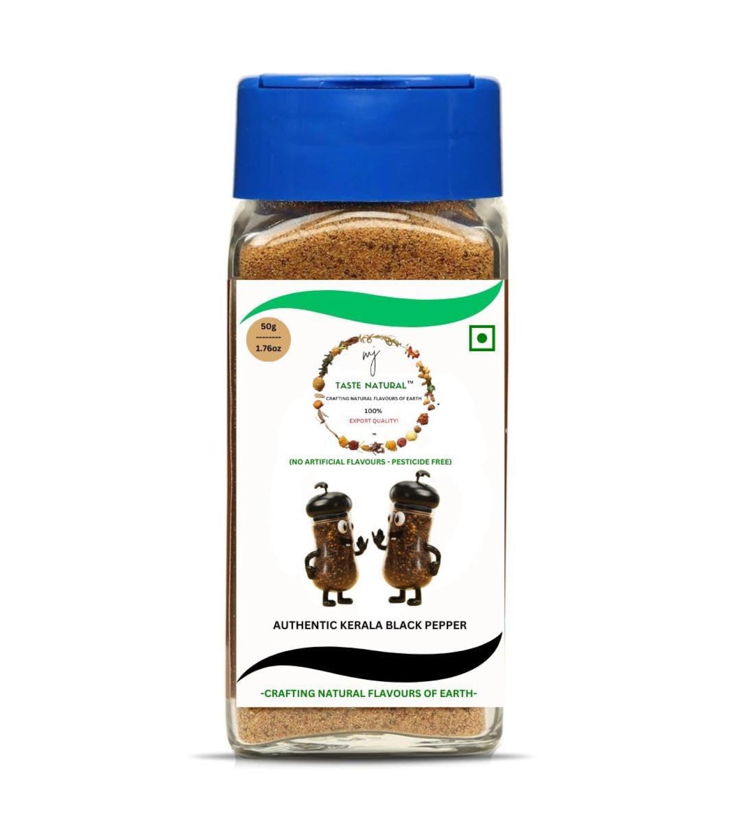MJ TASTE NATURAL Black Peppercorns Powder Pure Robust Flavour 1.76oz 50g Jar with Seasoning Cap | Plastic Free - Buy Online on GoSupps.com