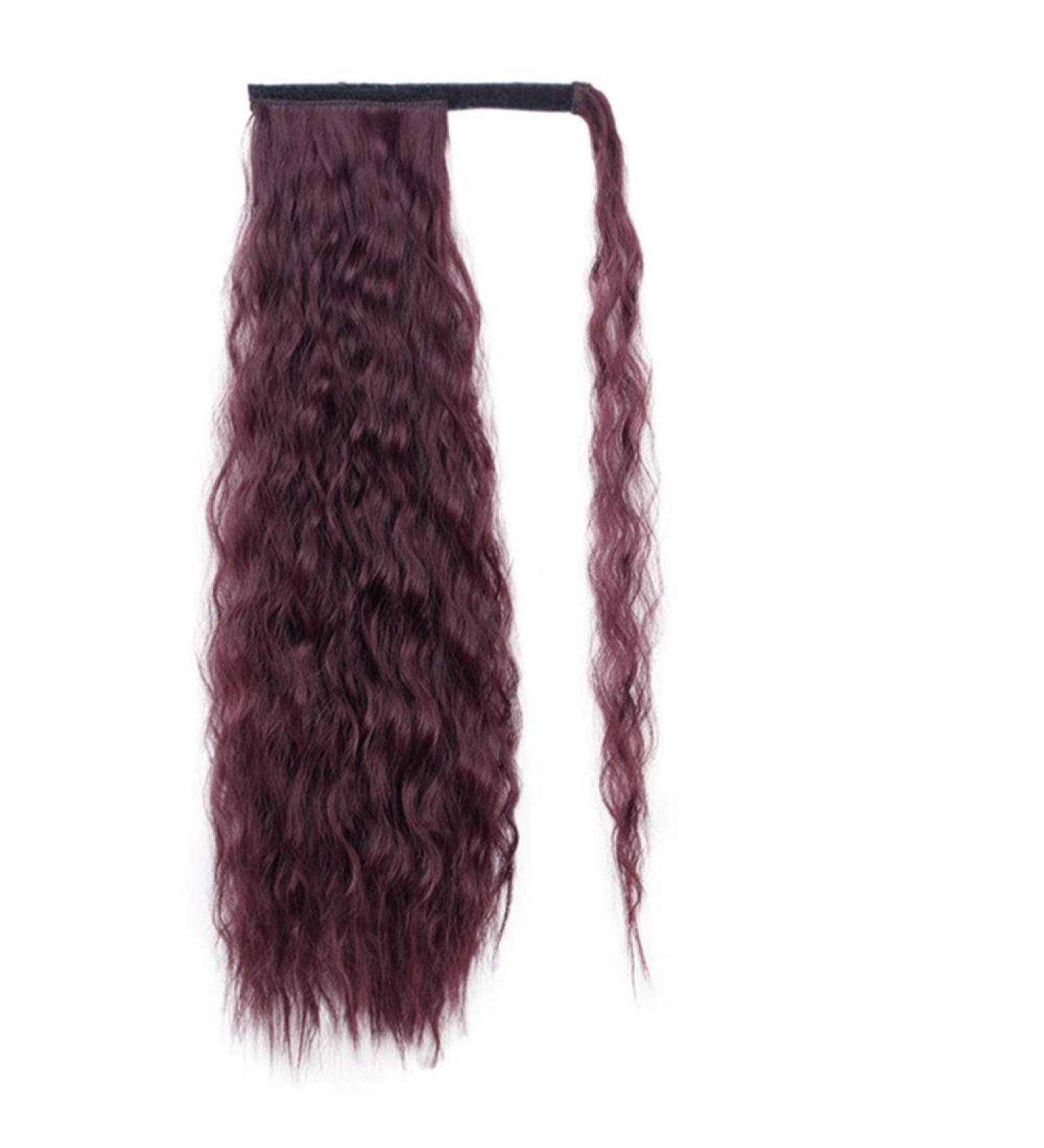 Vibrant 22-Inch Corn Wavy Long Ponytail Synthetic Wig | Brown Clip Hair Extension - 2011-BUG - Buy Online on GoSupps.com