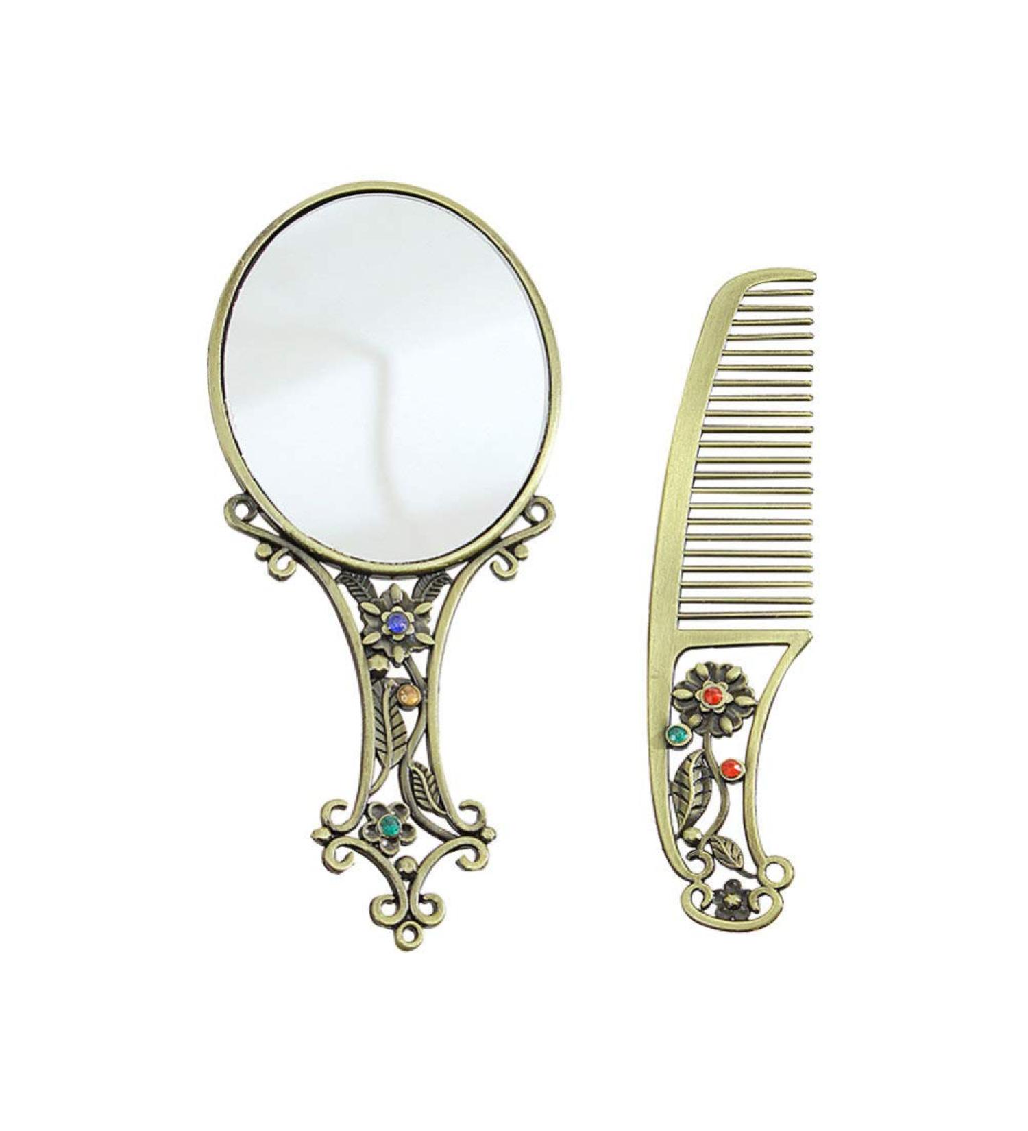 Buy Minkissy Retro Metal Mirror Comb Set - Vintage Antique Kamm for Women - Perfect Christmas & Birthday Gift - Buy Online on GoSupps.com