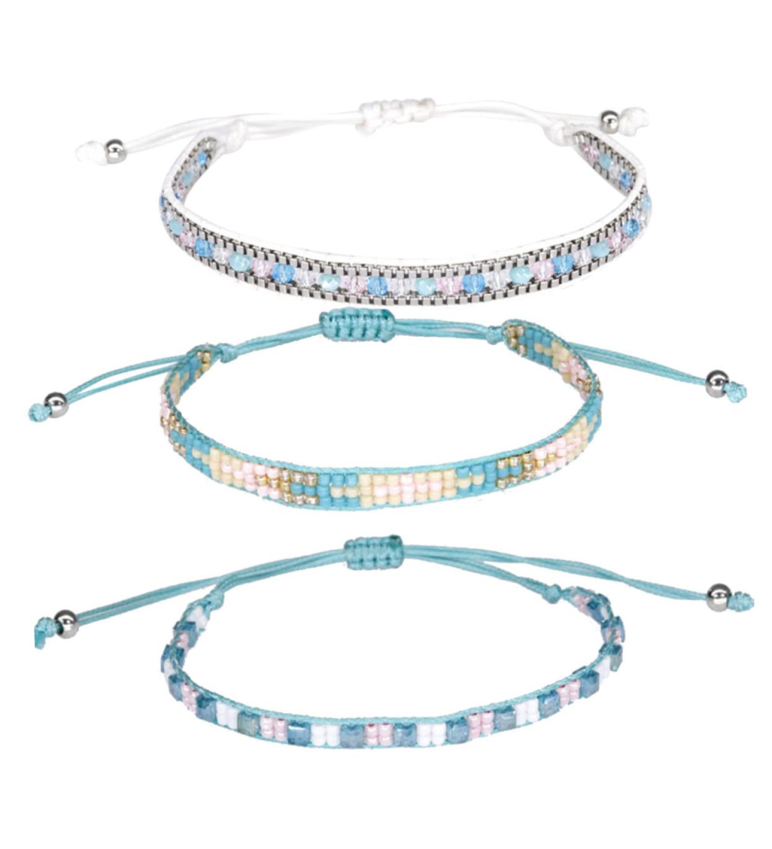 VALICLUD 6 Pcs 1 Bohemia Style Bracelets Bohemian Style Bracelets Womens Bracelets Handmade Bracelets Bohemian Bangles Strand Bracelet Anklets for Women Miss Three Piece Suit Beads 6 6cm Blue - Buy Online on GoSupps.com