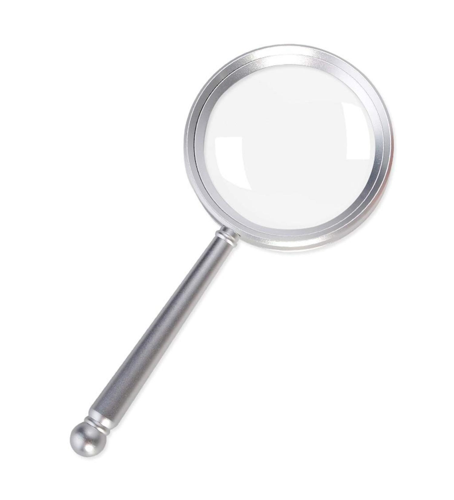 Magnifying Glass 20X Elderly Reading HD Student High Magnification Portable Hand-held Magnifying Mirror Large Diameter Household Reading A Newspaper Warm as Ever Silver Large - Buy Online on GoSupps.com