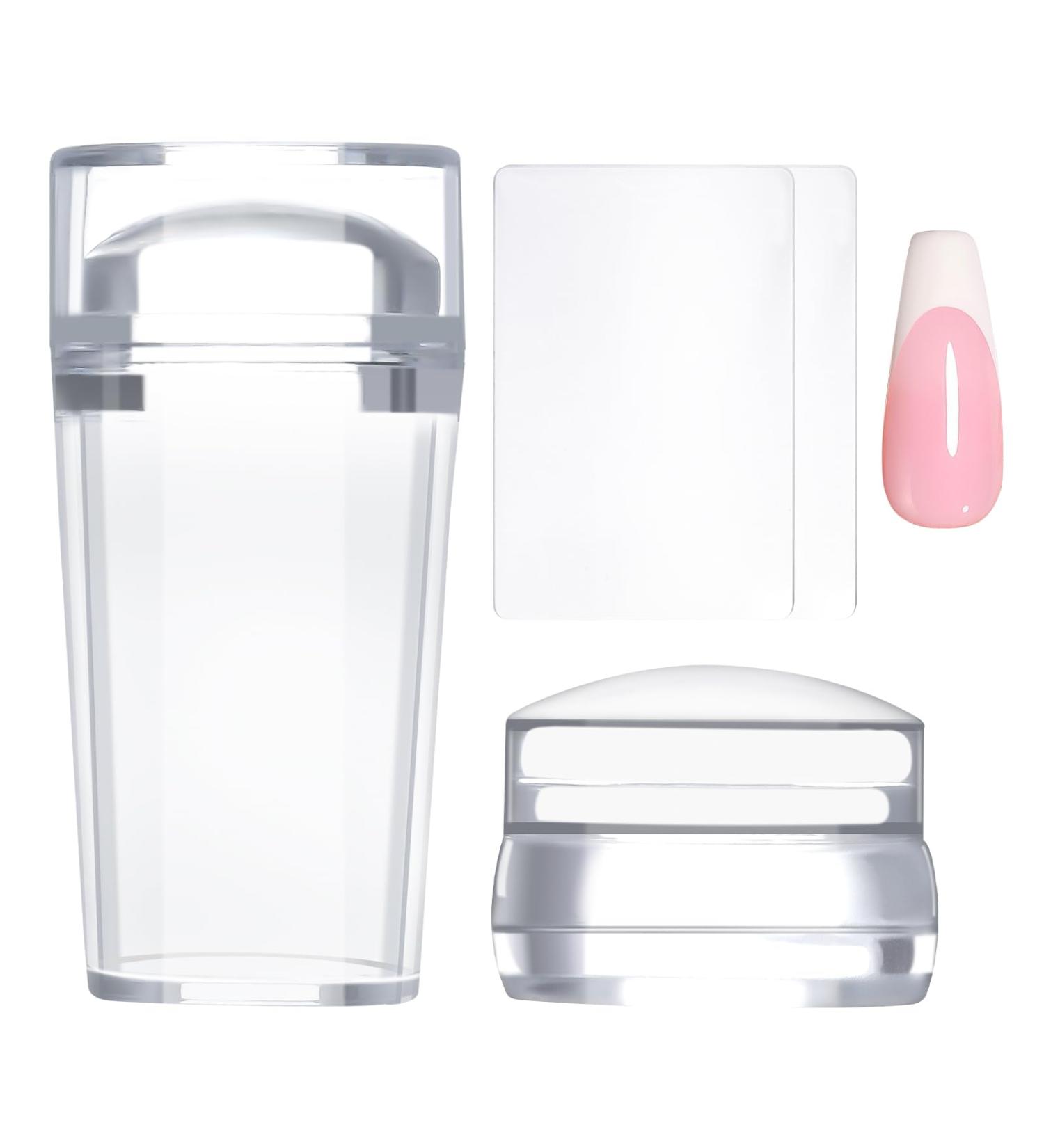 Greoer French Tip Stamper Kit 2 Pieces Clear Nail Art Jelly Stamper with 2 Pieces Scrapers Long Short Soft Silicone Jelly Stamper for Nails French Nail Line Tools for French Manicure DIY Salon - Buy Online on GoSupps.com