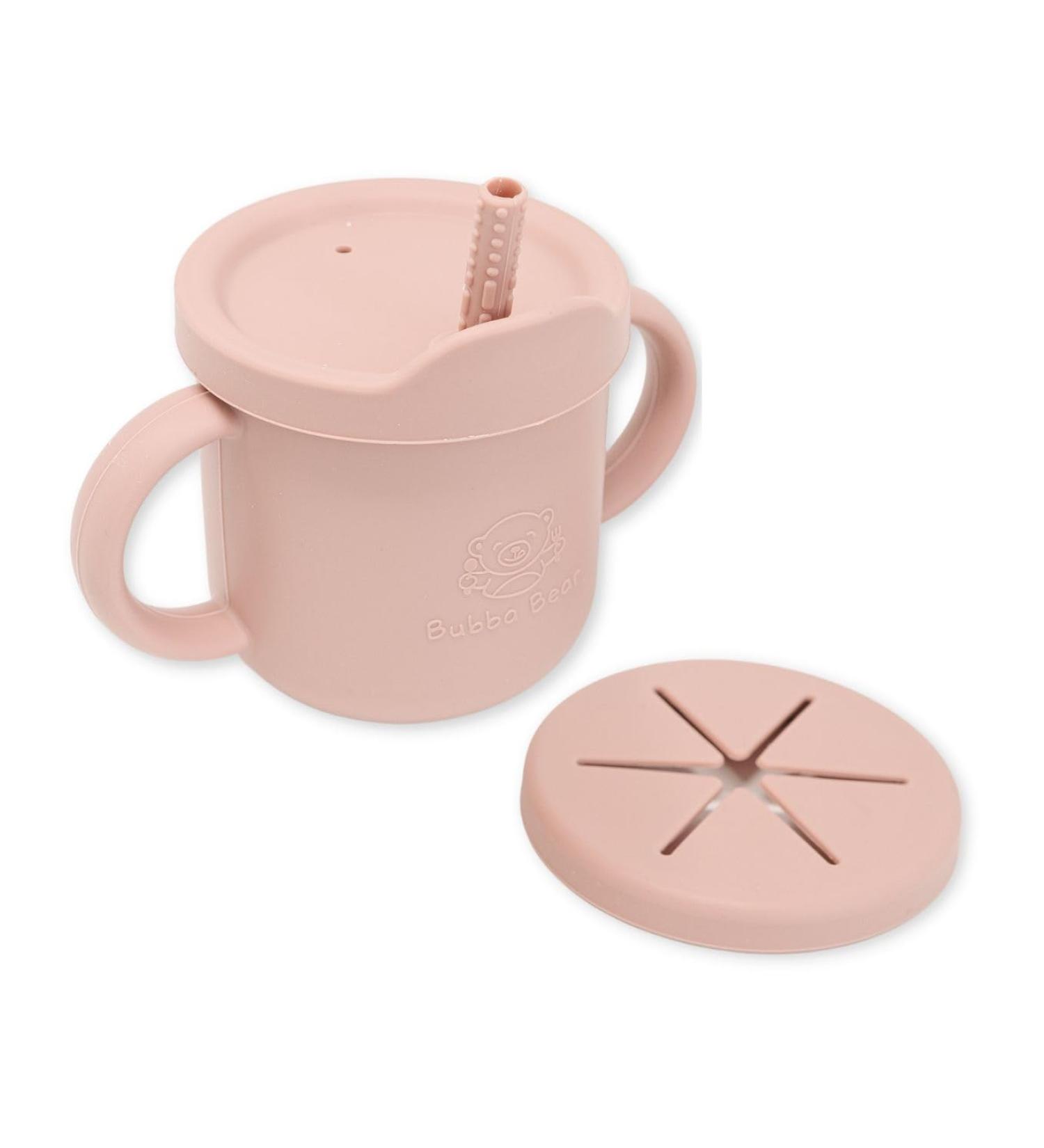 Bubba Bear Baby Cup with Straw | Weighted Sippy Cup for Babies | Non-Spill Bottle for Toddlers | Easy Toddler Drinking Water Bottle in Dusty Pink - Buy Online on GoSupps.com