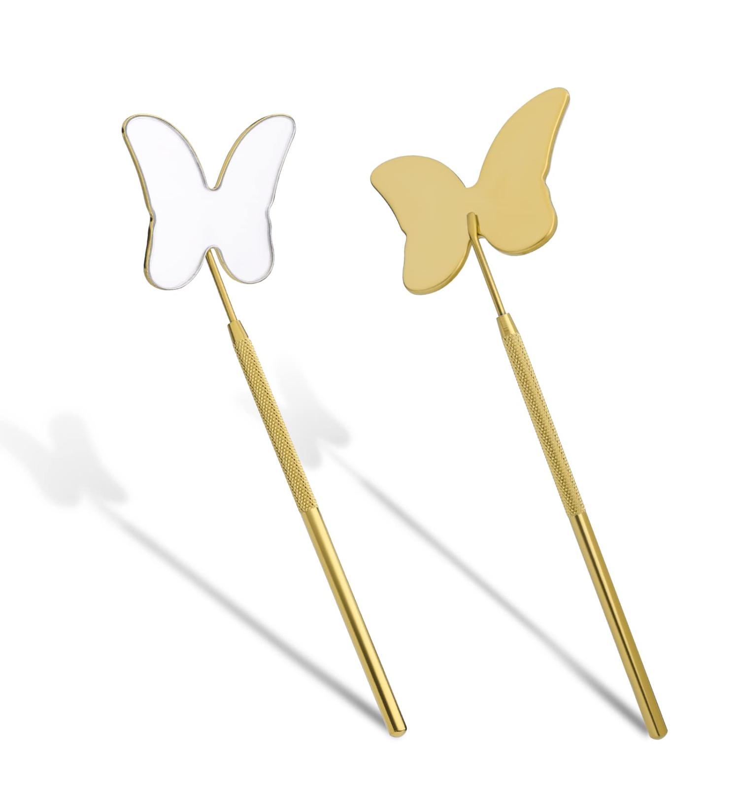 KINBOM Butterfly Eyelash Mirror - Detachable Stainless Steel Mini Handheld Makeup Mirror (Gold) - Buy Online on GoSupps.com