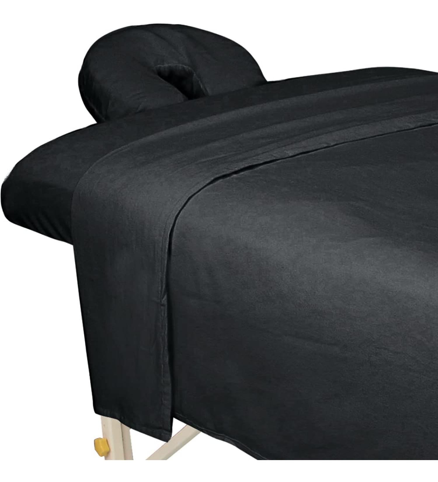 ForPro Premium Flannel Massage Sheet Set - 3-Piece Black Set for Tables & Face Rest - Buy Online on GoSupps.com