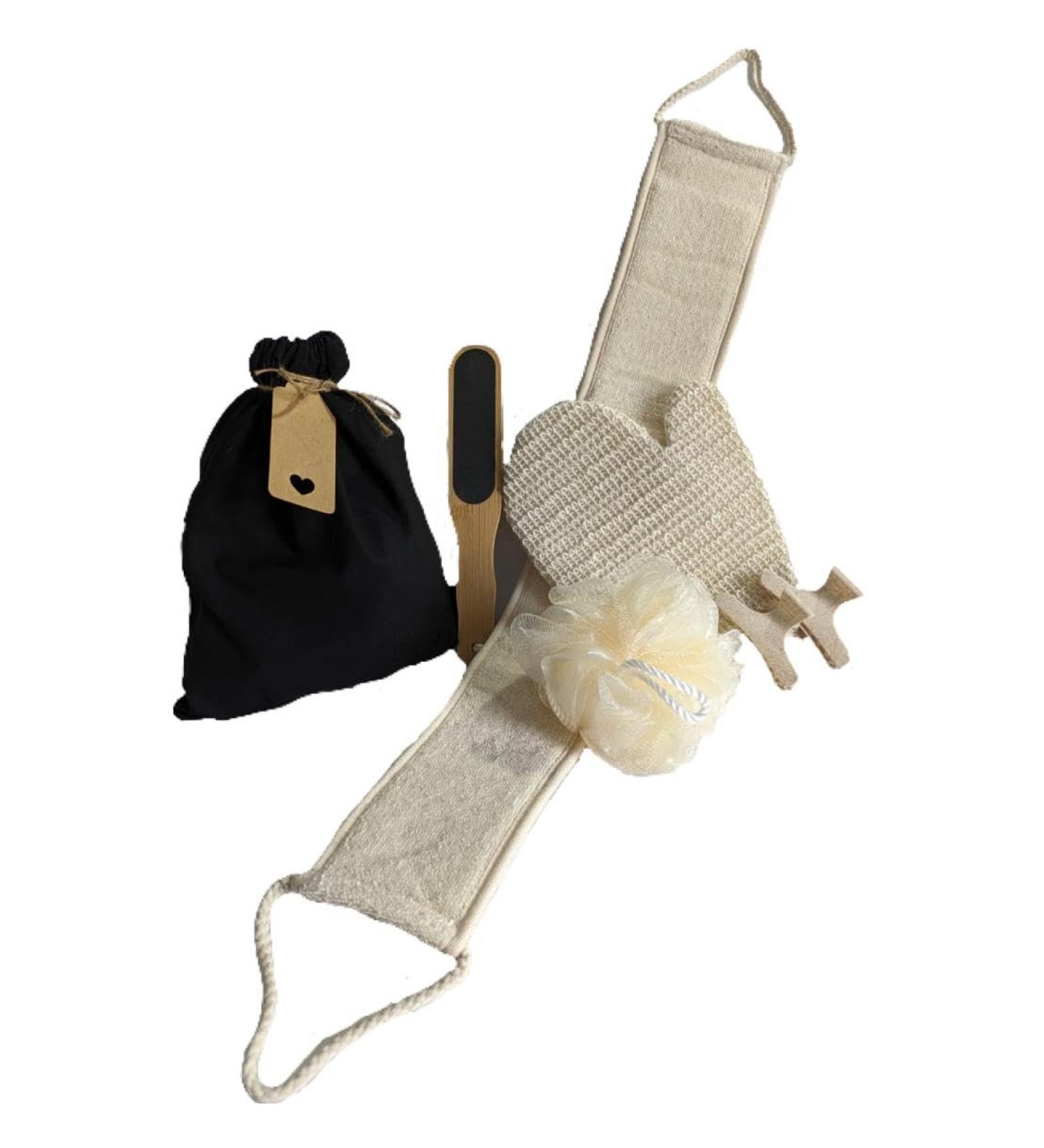 5 pc Exfoliating Spa Bath/Shower Set for Women & Men - Luxurious Body Scrub and Loofah Set - Buy Online on GoSupps.com