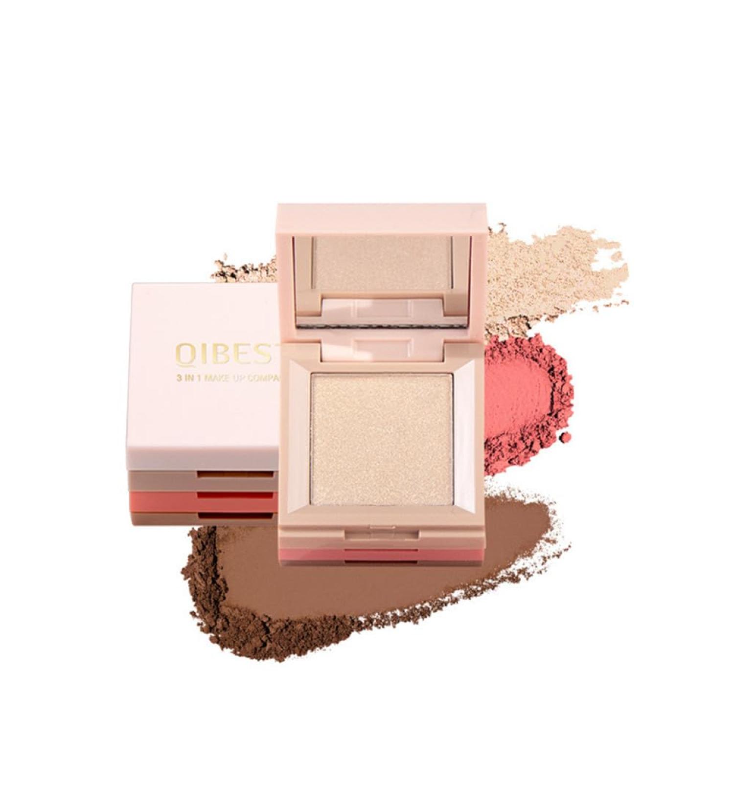 Contour & Highlight Blush Makeup Palette | Cream Bronzer Powder Blush & Shimmer Highlighter | 3-in-1 Eyeshadow Palette with Mirror - International Shipping - Buy Online on GoSupps.com