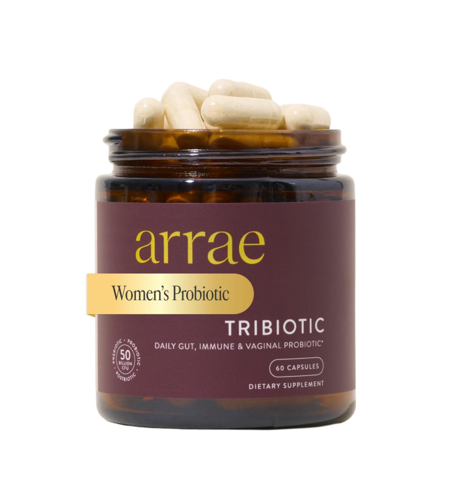Arrae Tribiotic Probiotics for Women Support for Vaginal pH Balance Gut Immune and Feminine Health Prebiotics Probiotics Postbiotics 60 Count - Buy Online on GoSupps.com