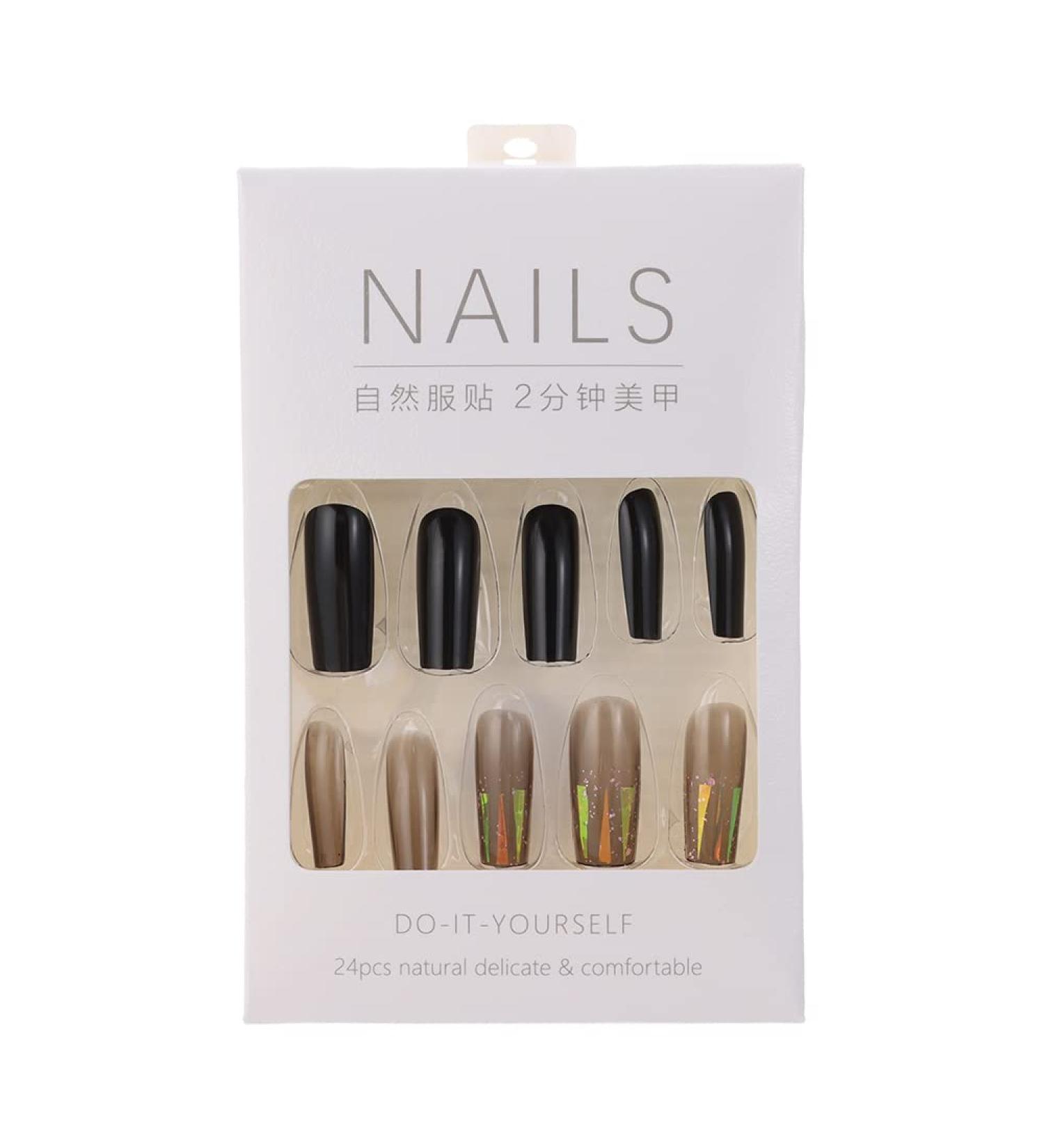 DIY Long Square Head Self-adhesive Stickers Detachable Full Cover Fake Nails Acrylic Manicure(1) - Buy Online on GoSupps.com