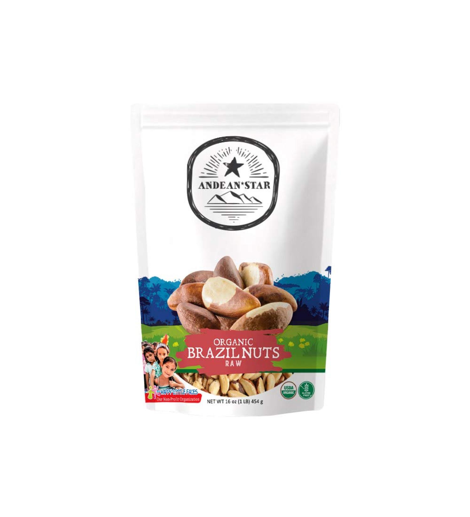 Andean Star Organic Brazil Nuts (16 oz.) - Raw, Fresh, Unsalted, Rich in Selenium, Protein, Magnesium, Vitamins & Fiber - Promotes Digestive Function & Immune System Support - Buy Online on GoSupps.com