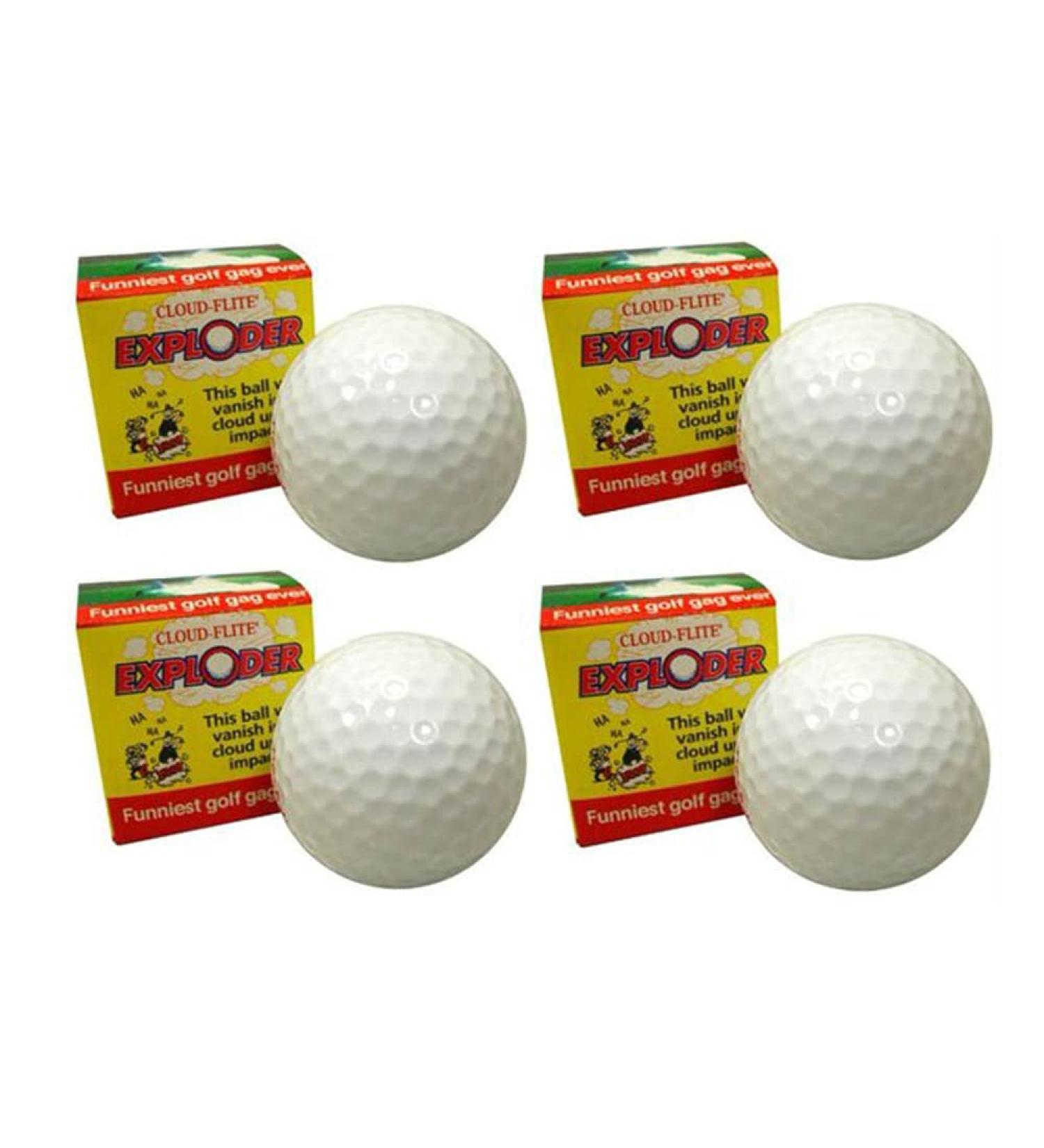 Exploding Golf Balls (Sleeve of 4) - Prank Golf Balls That Explode Into A Cloud of White Smoke Upon Impact - Funny Novelty Golf Gag Gift for Golfers