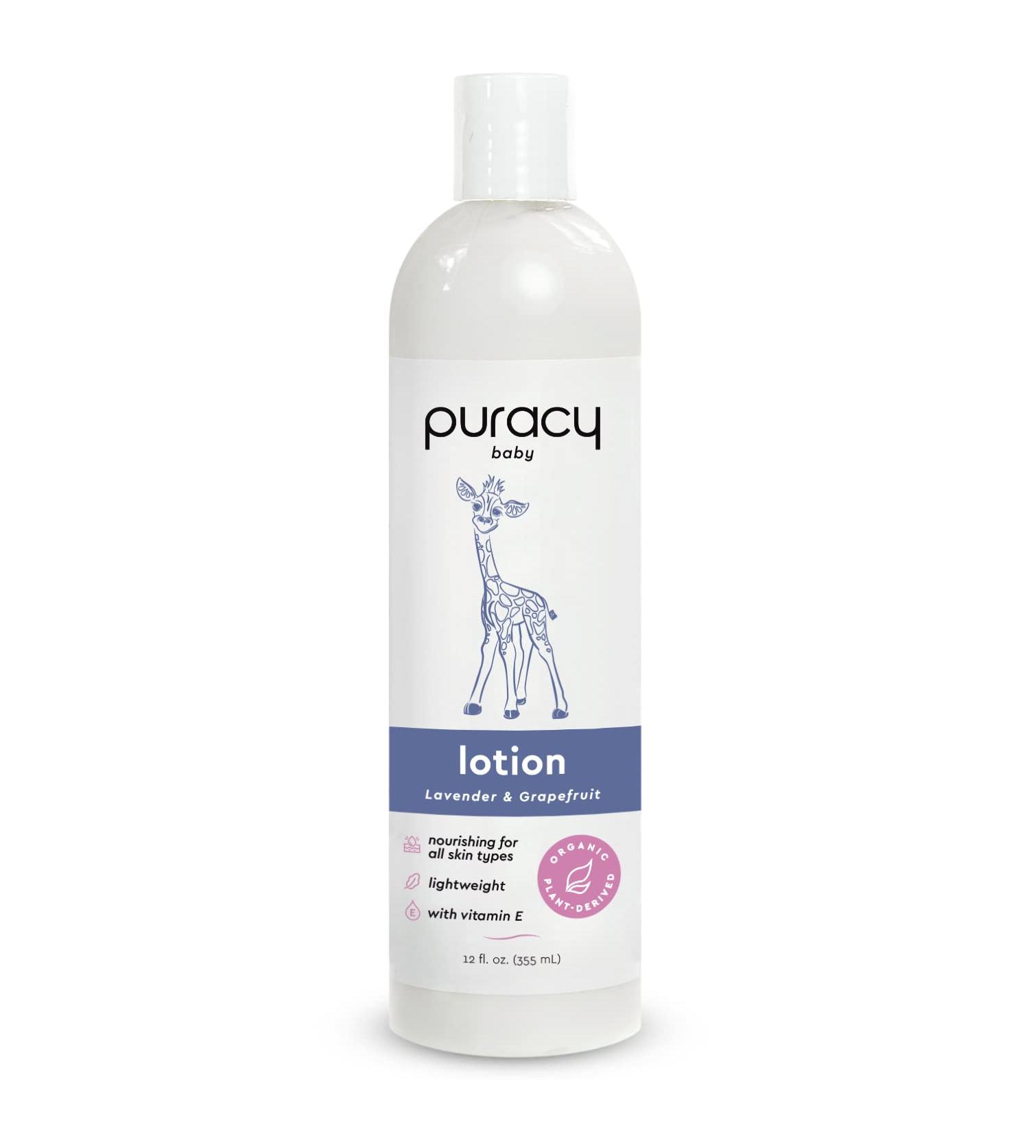 Puracy Organic Baby Lotion - Lavender & Grapefruit 12 fl oz | Gentle & Hydrating Formula - Buy Online on GoSupps.com