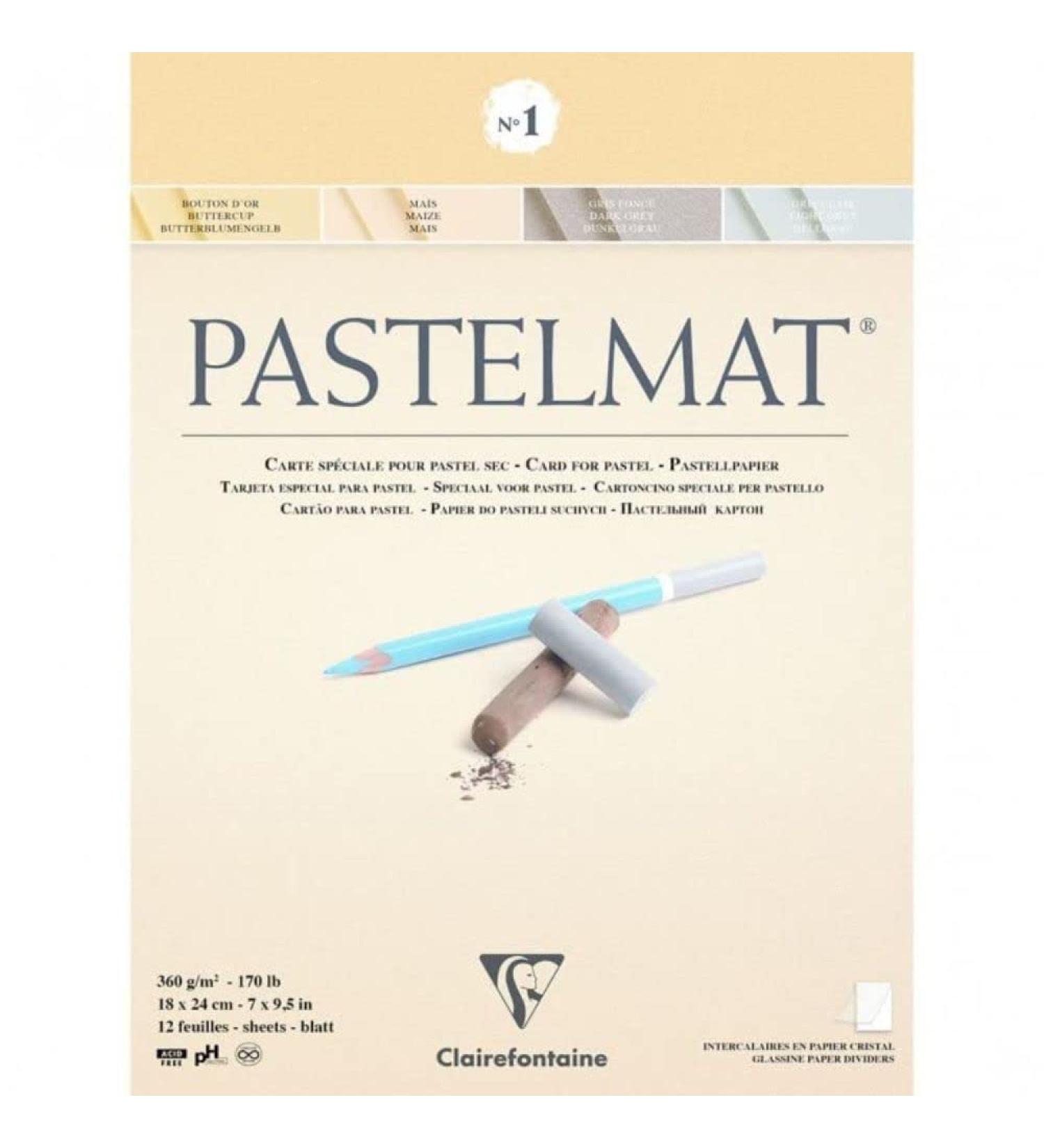 Clairefontaine EXA-96016 96016C Pastelmat  glued pad  18x24cm  18 x 24 cm  Assorted Colours 18 x 24 cm Card Pad No 1 - Buy Online on GoSupps.com