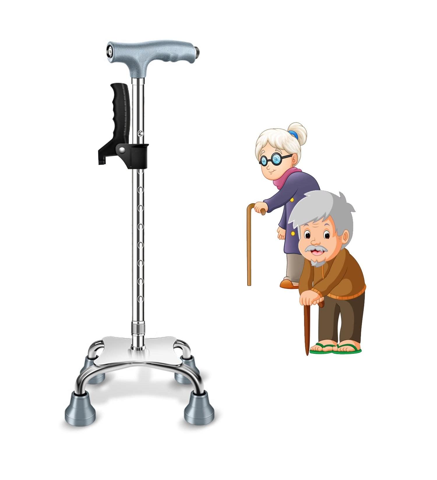 Four Foot Crutches Stable and Non-Slip Adjustable Ergonomic Forearm Crutches(62-91cm) Load Up to 150kg for Elderly Bathing in Sunlight - Buy Online on GoSupps.com