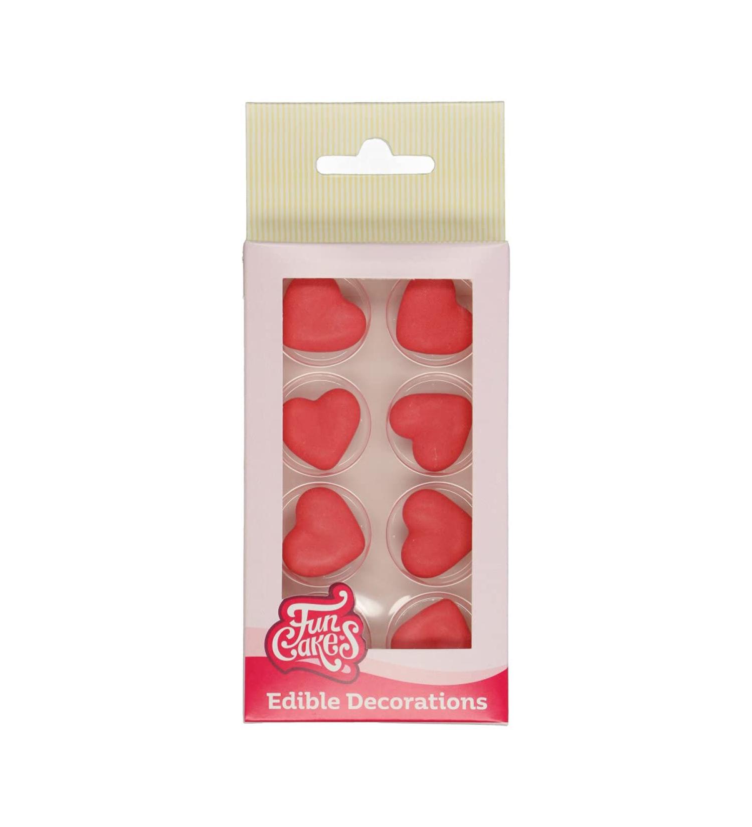 FunCakes Red Heart Sugar Decorations - Set of 8 | Perfect for Cakes Cupcakes & Baking | International Shipping Available - Buy Online on GoSupps.com