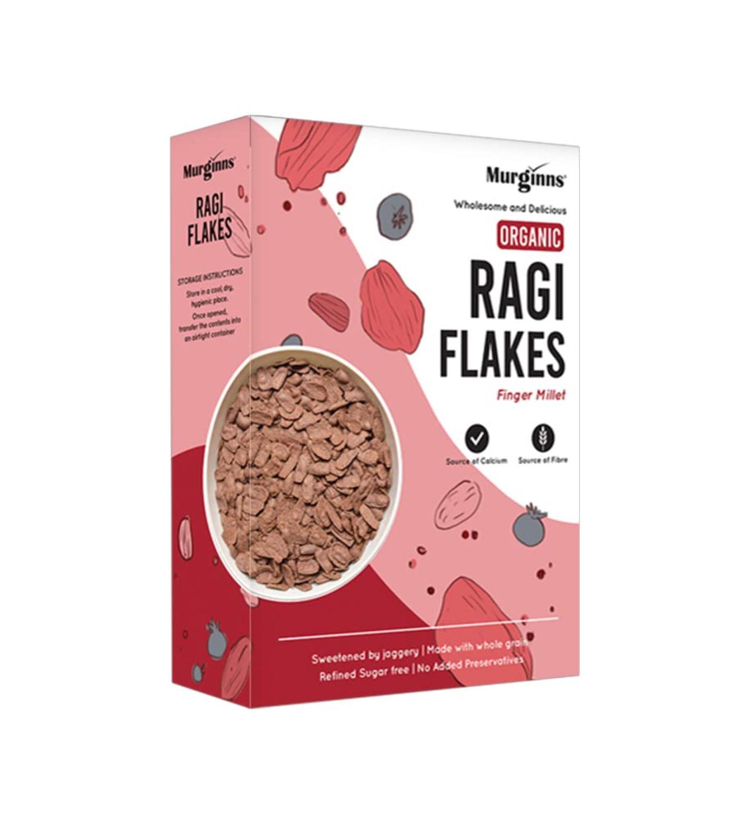Organic Ragi Flakes with Millets & Jaggery - Gluten Free & No Refined Sugar - 275g - Buy Online on GoSupps.com