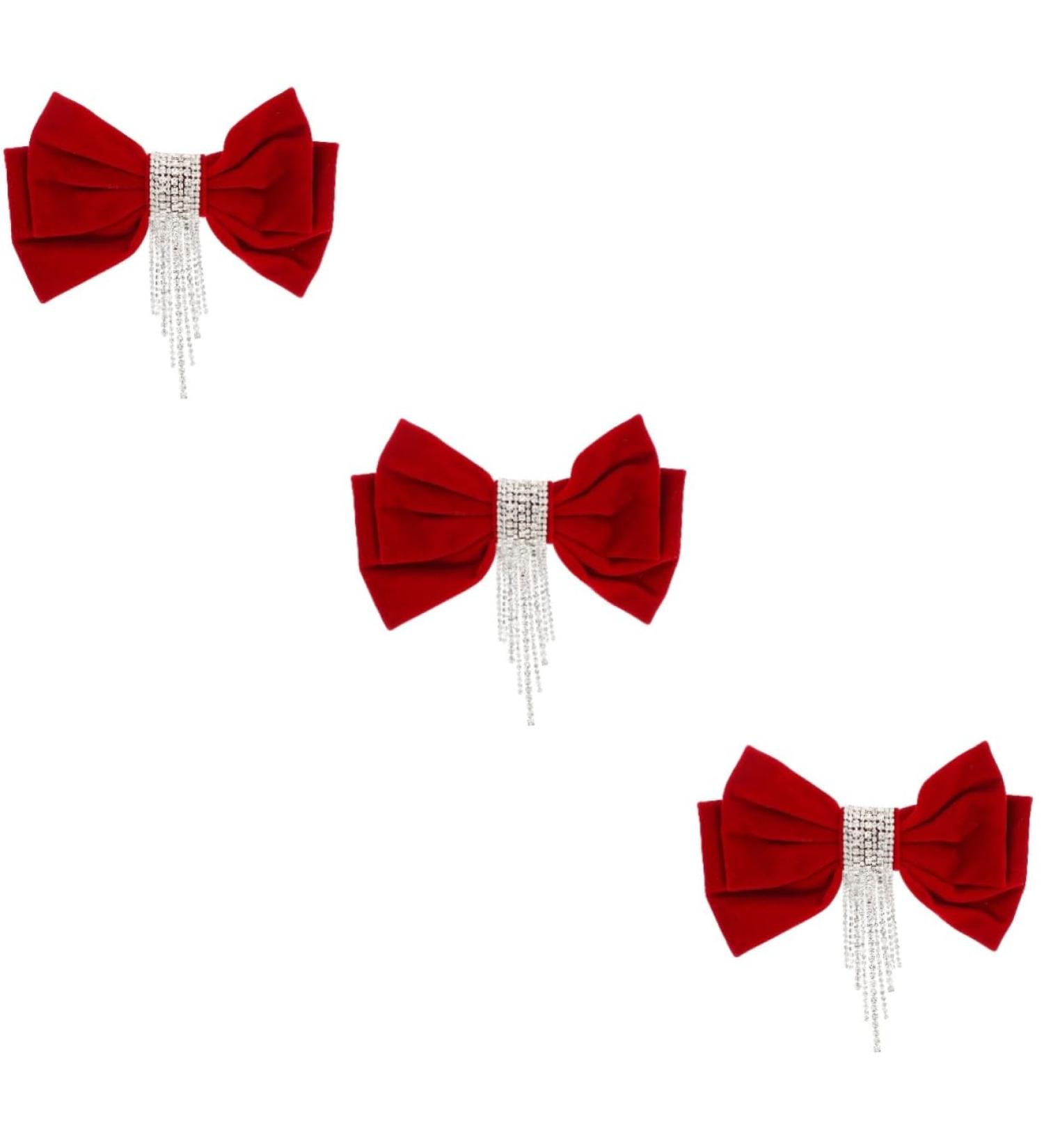 Beaupretty Crystal Decor hairpin bowknot headwear hair bows big hair bow barrette red hair for women Crystal Hair Bow Barrettes hair bow tie French rhinestones clip Wedding Hair Accessories - Buy Online on GoSupps.com