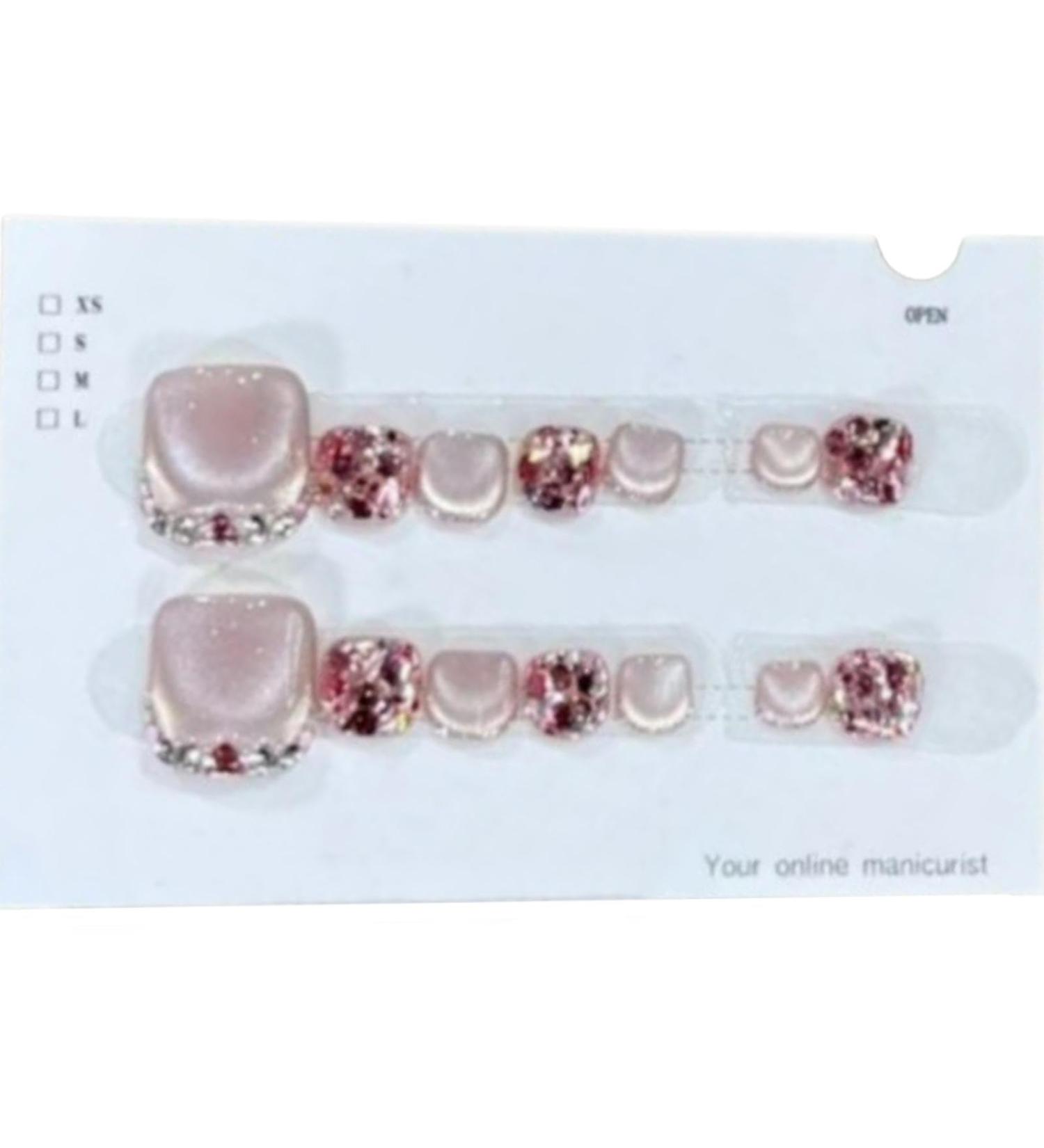Toenails Glitter Glitter Artificial Toenail - Manicure Art Glossy Fake Toe Nails Sparkling Cat's Eye Toenail for Summer for Women Girls - Buy Online on GoSupps.com