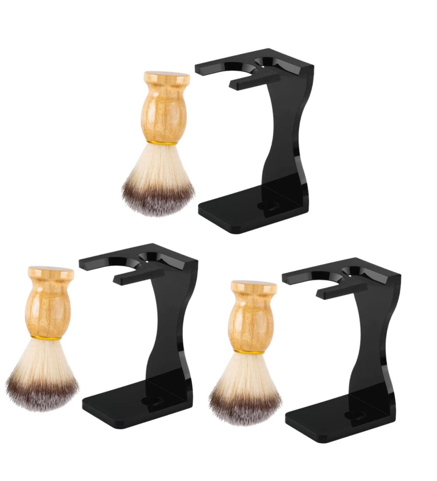 Minkissy 3-Piece Men's Razor Set with Dust Brush Shaving Brushes and Bowl - Black Suit & Jack Wood Hair Clipping Tools - Buy Online on GoSupps.com