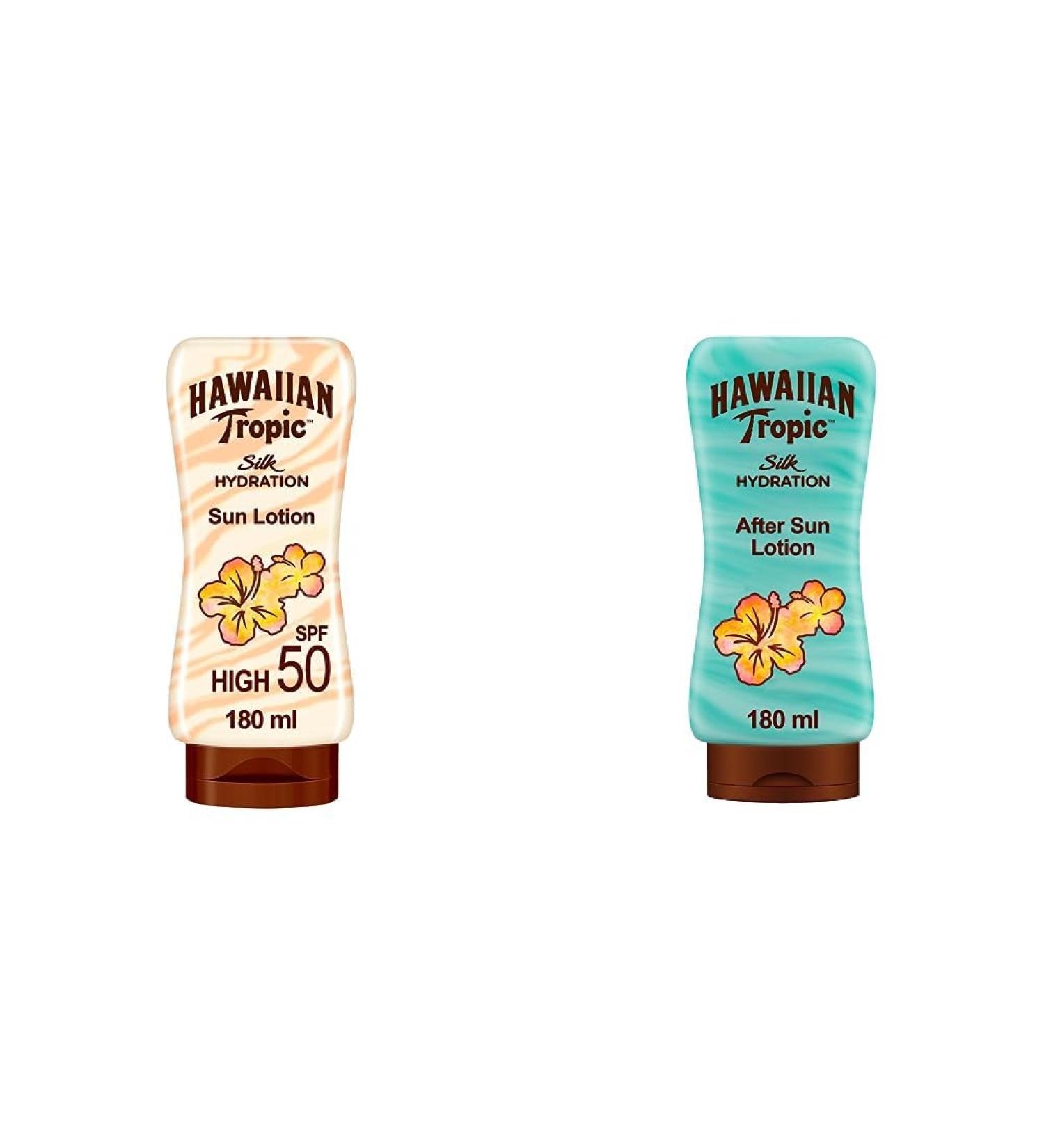 Hawaiian Tropic Silk Hydration Sunscreen LSF 50 & After Sun Lotion Set - 360 ml - International Shipping Available - Buy Online on GoSupps.com