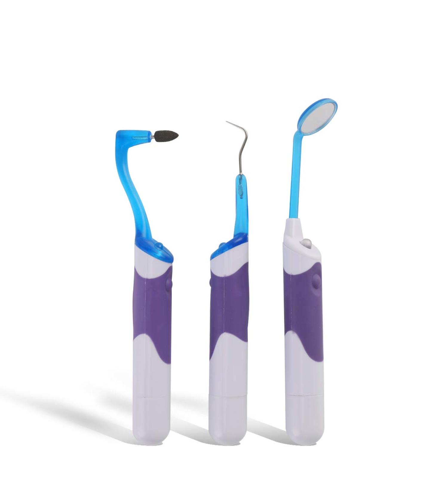 Tooth Stain Remover Tool - LED Oral Care Cleaning Kit for Family & Dentist Hygiene | Portable Dental Scraper & Mouth Mirror Set - Buy Online on GoSupps.com