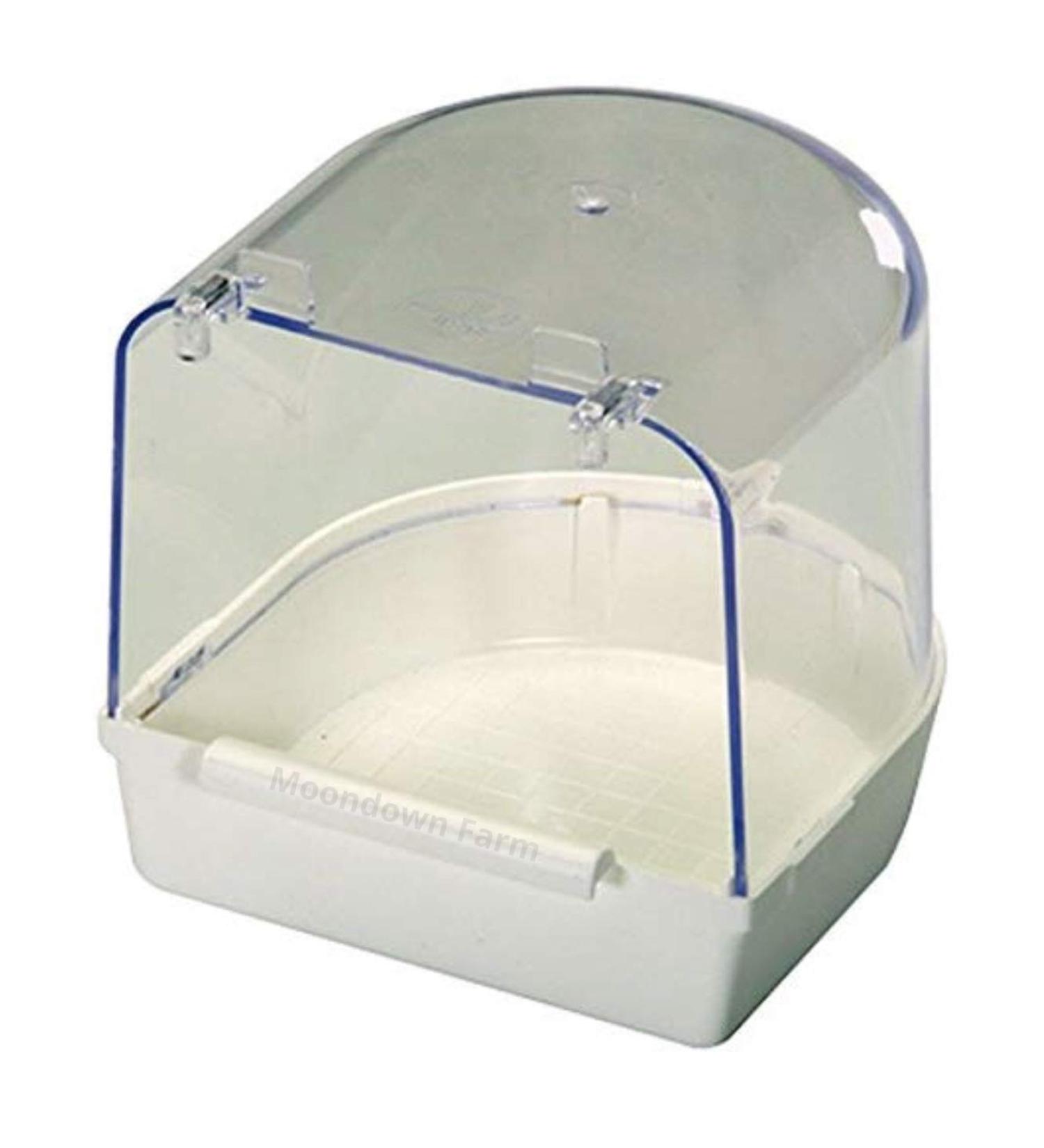 Moondown Farm Cage Bird Bath White Plastic for Finch Canary Budgie