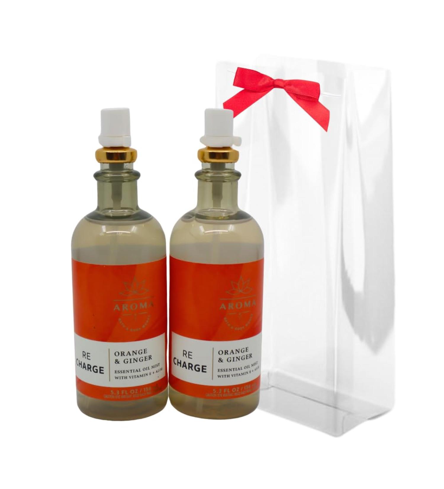 Bath & Body Works Aroma Recharge Orange & Ginger Essential Oil Mist 2-Piece Gift Set with a Red Bow for Holiday - 5.3 fl oz Each - Buy Online on GoSupps.com