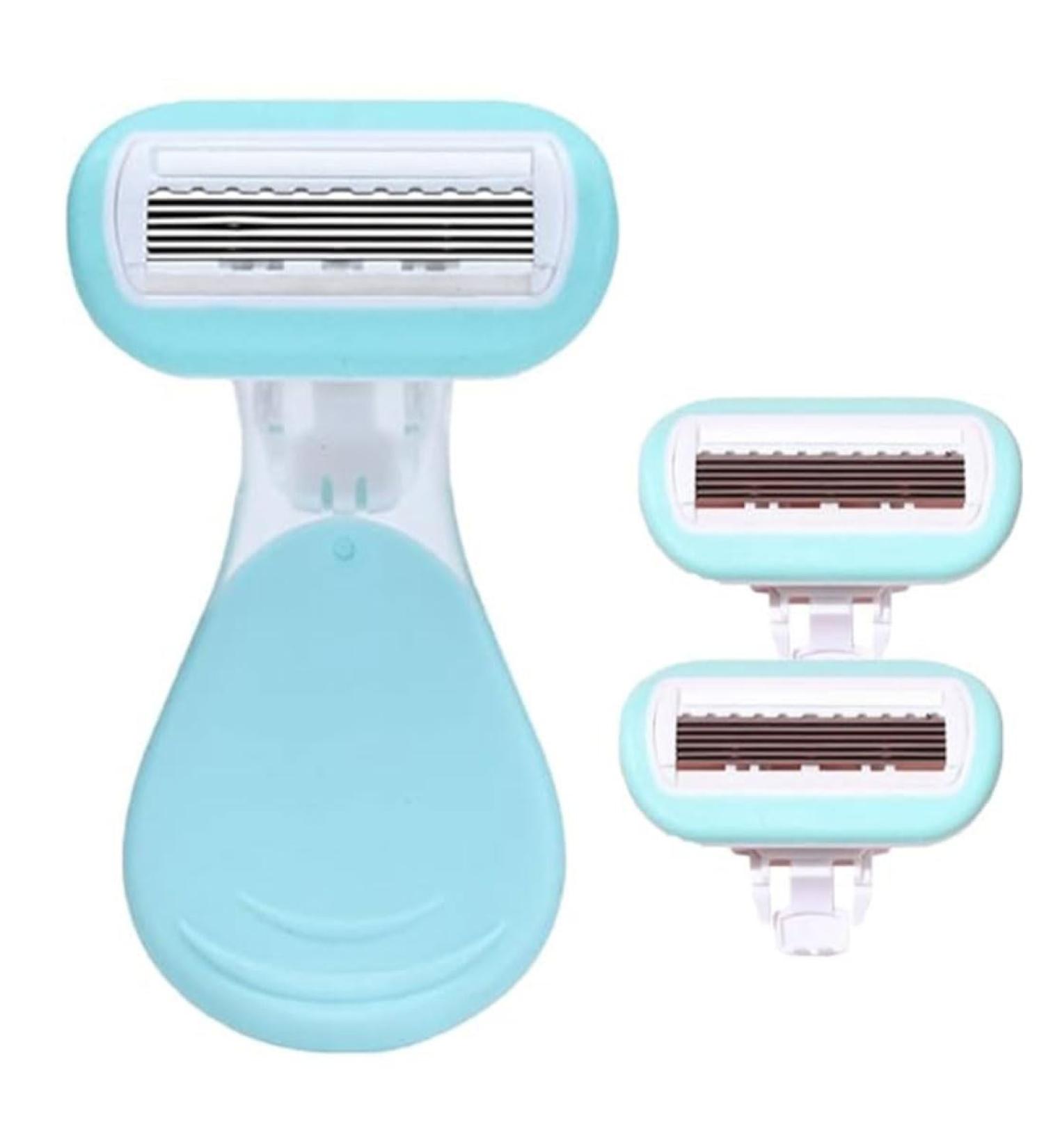 Manual Short Handle Women's Shaver - Safe Portable Razor for Armpit Leg & Bikini Hair Removal (Green) - Buy Online on GoSupps.com