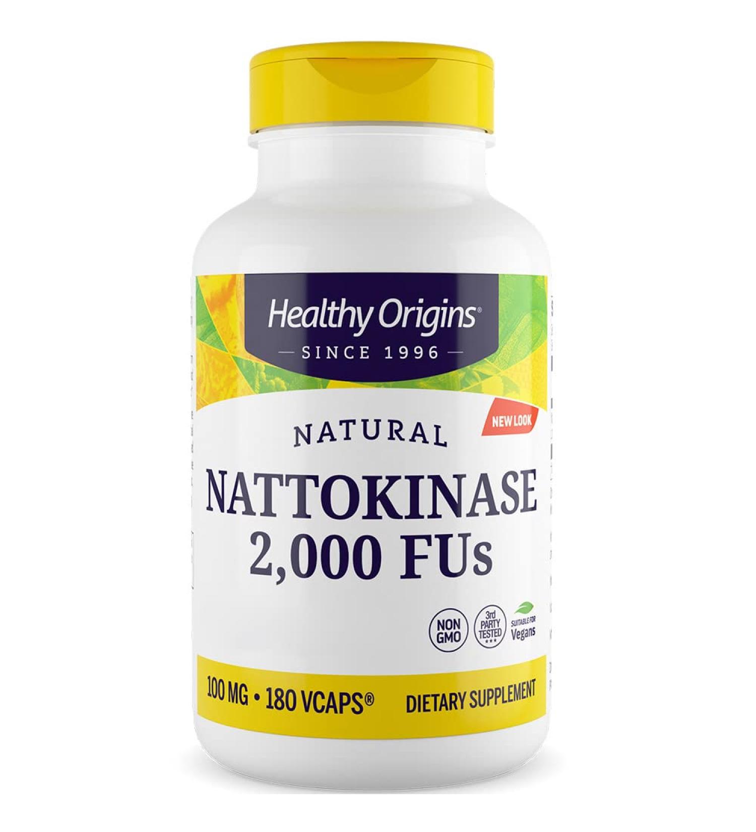 Healthy Origins Nattokinase 2000 FU 180 Vegan Capsules | Lab-Tested | Vegetarian | Soy-Free | Gluten-Free | Non-GMO - Buy Online on GoSupps.com
